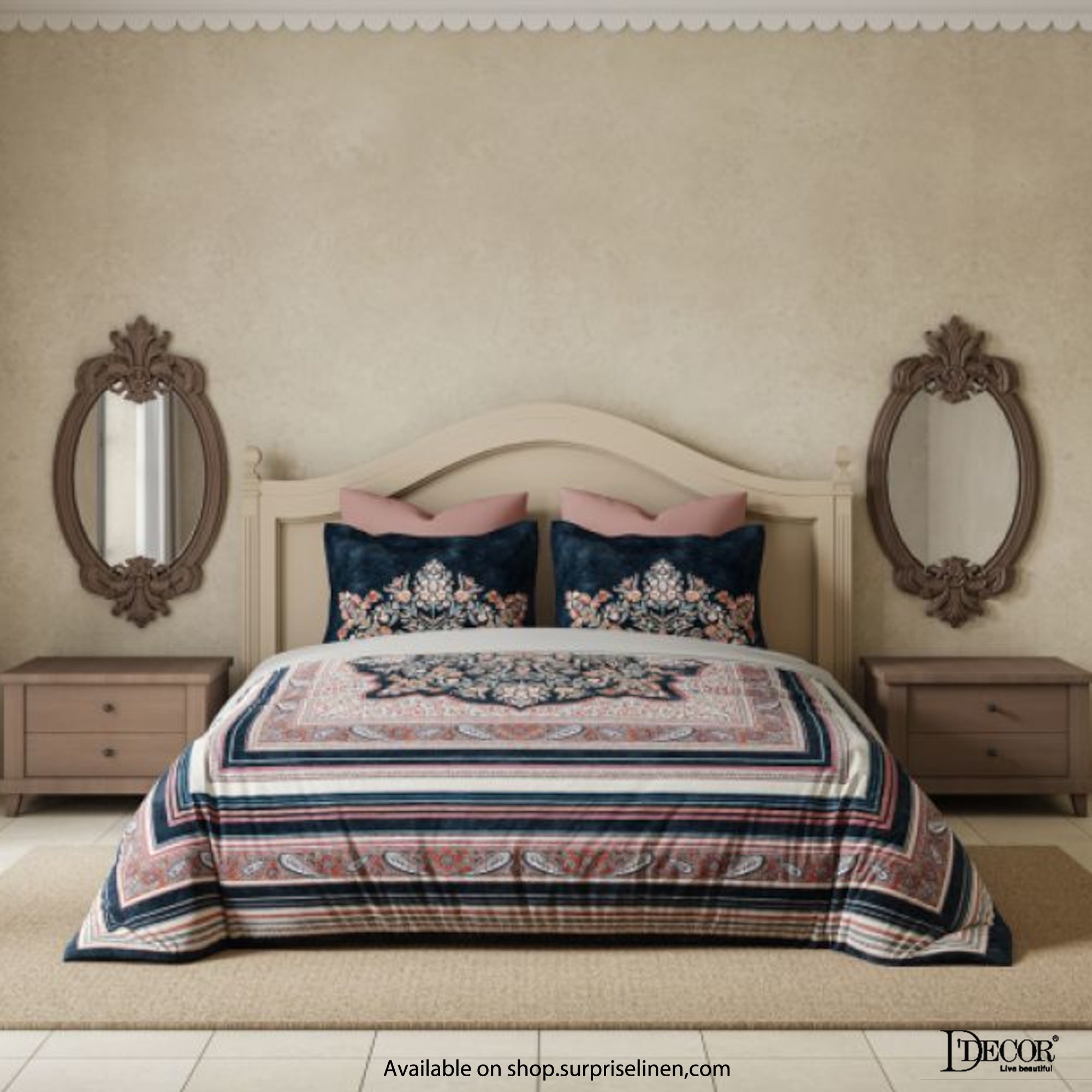D'Decor- Virasat Collection 100% Cotton Zain King Size Bed Sheet Set