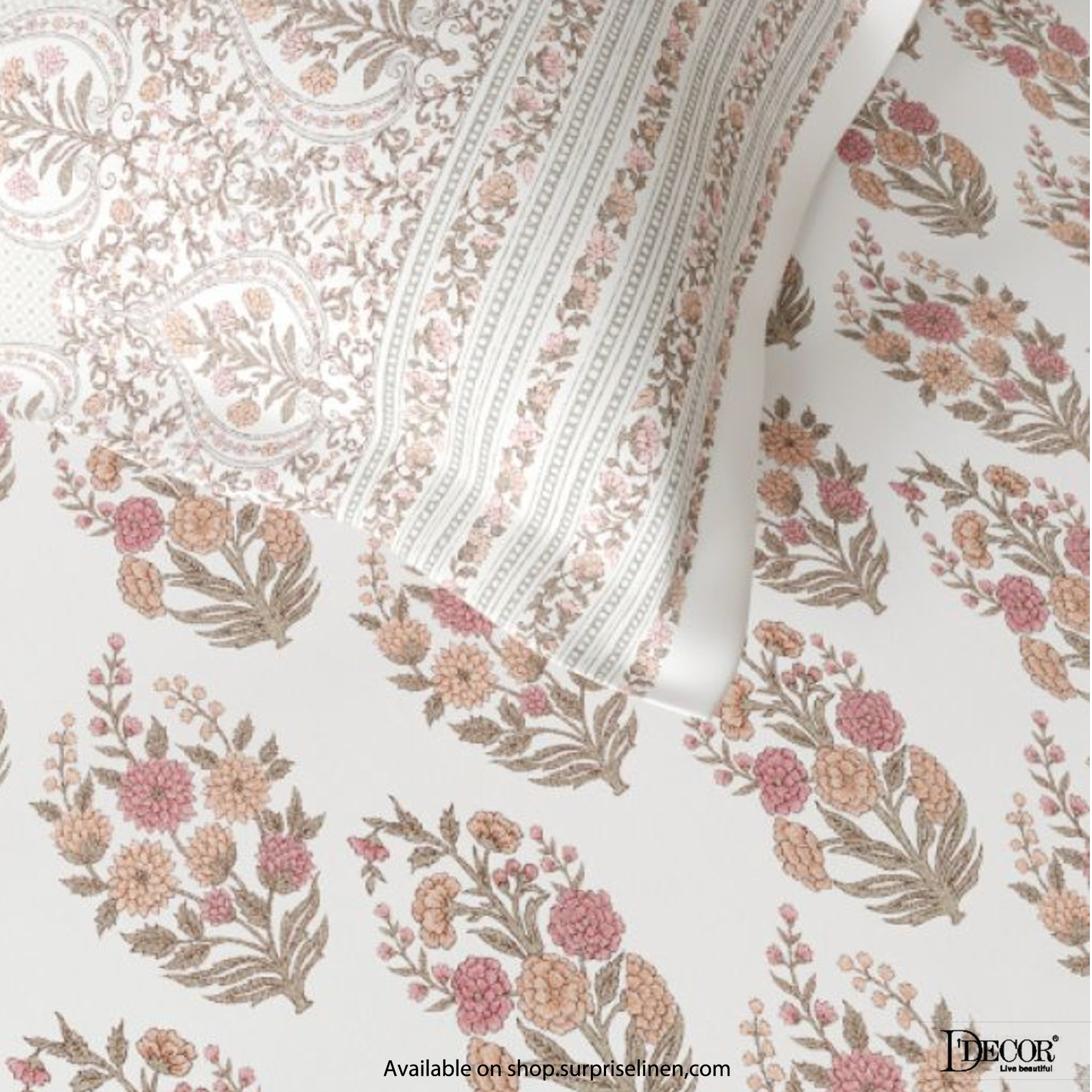 D'Decor- Virasat Collection 100% Cotton Jenna King Size Bed Sheet Set