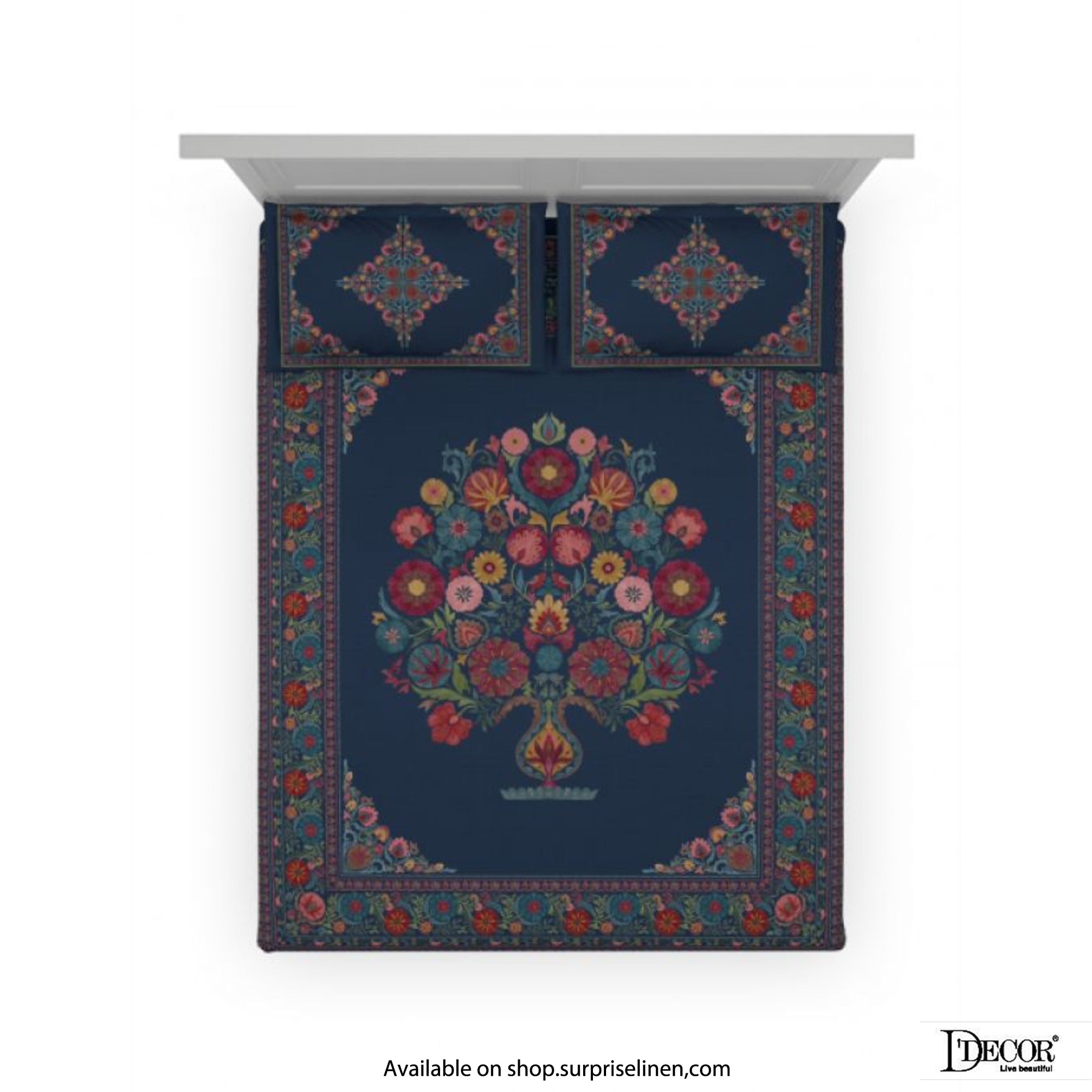 D'Decor- Virasat Collection 100% Cotton Velvet Morning King Size Bed Sheet Set