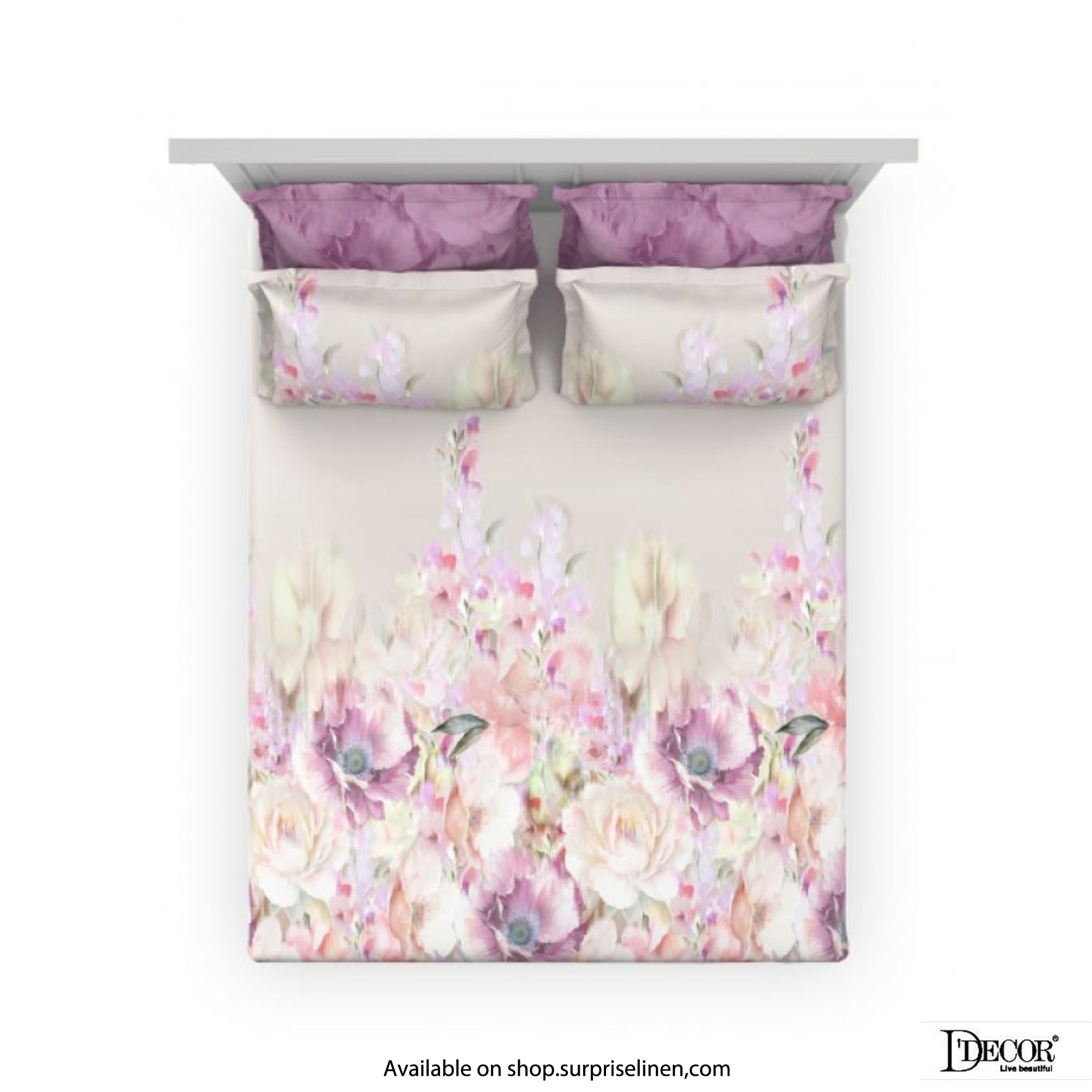 D'Decor- English Garden Collection 100% Cotton Breezia King Size Bed Sheet Set