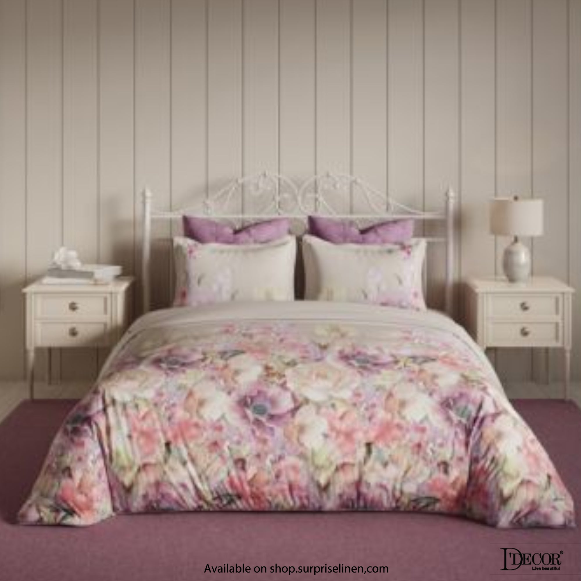 D'Decor- English Garden Collection 100% Cotton Breezia King Size Bed Sheet Set