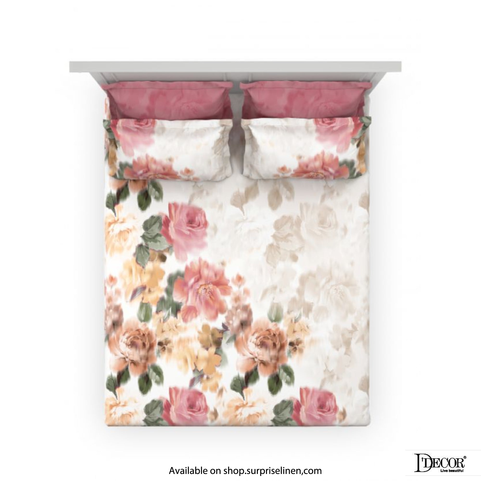 D'Decor- English Garden Collection 100% Cotton Floral Mist King Size Bed Sheet Set