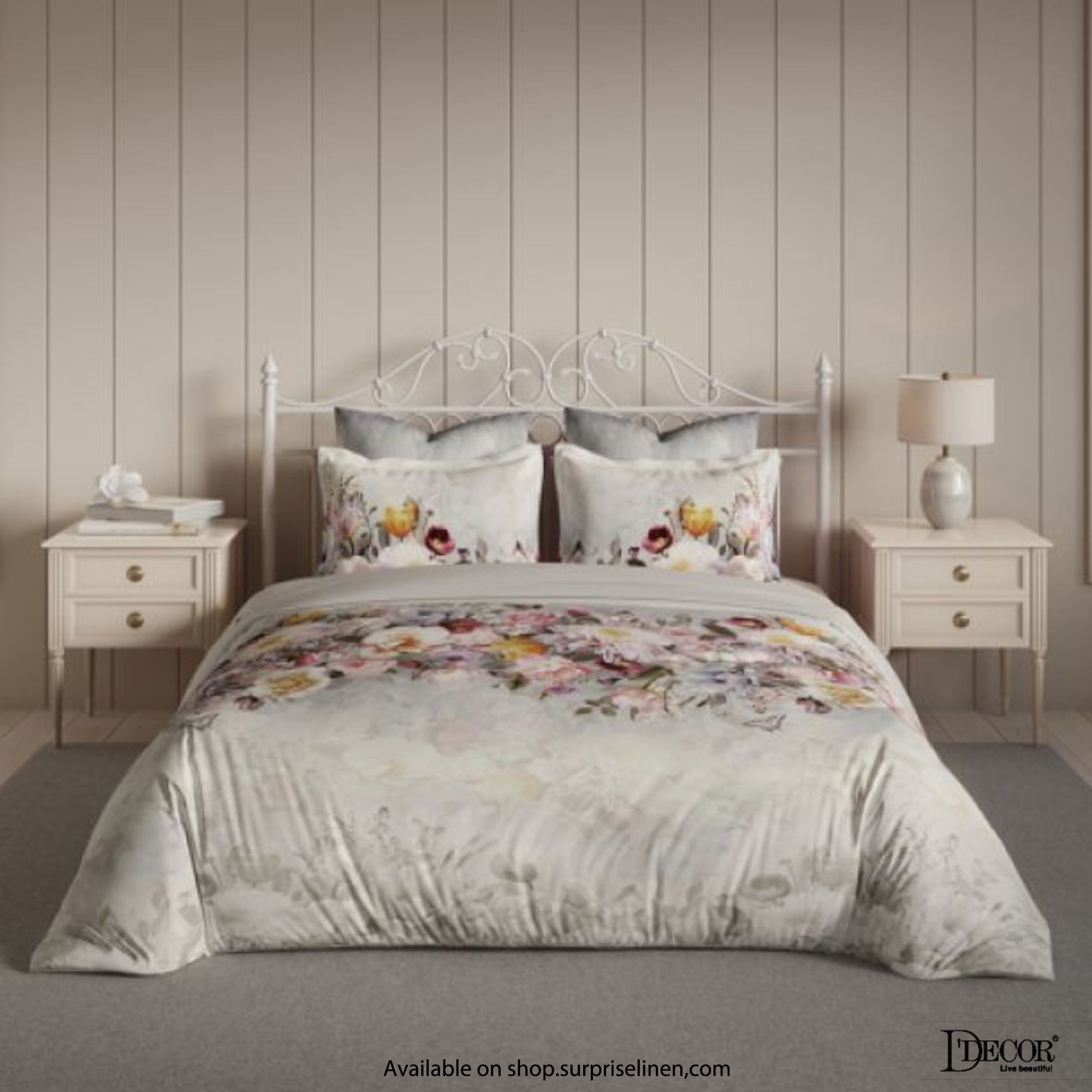 D'Decor- English Garden Collection 100% Cotton Ivy King Size Bed Sheet Set