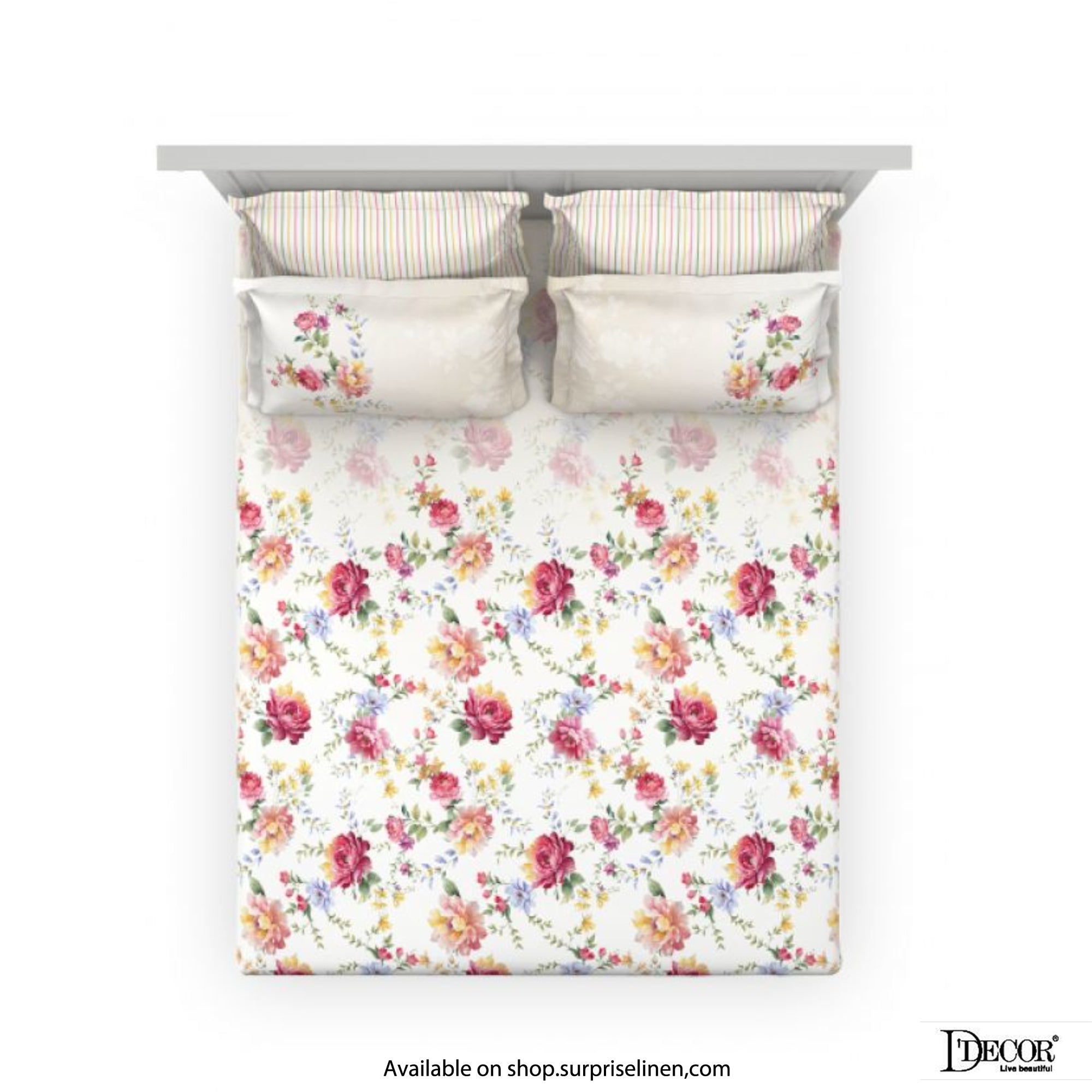 D'Decor- English Garden Collection 100% Cotton  Rosemary King Size Bed Sheet Set