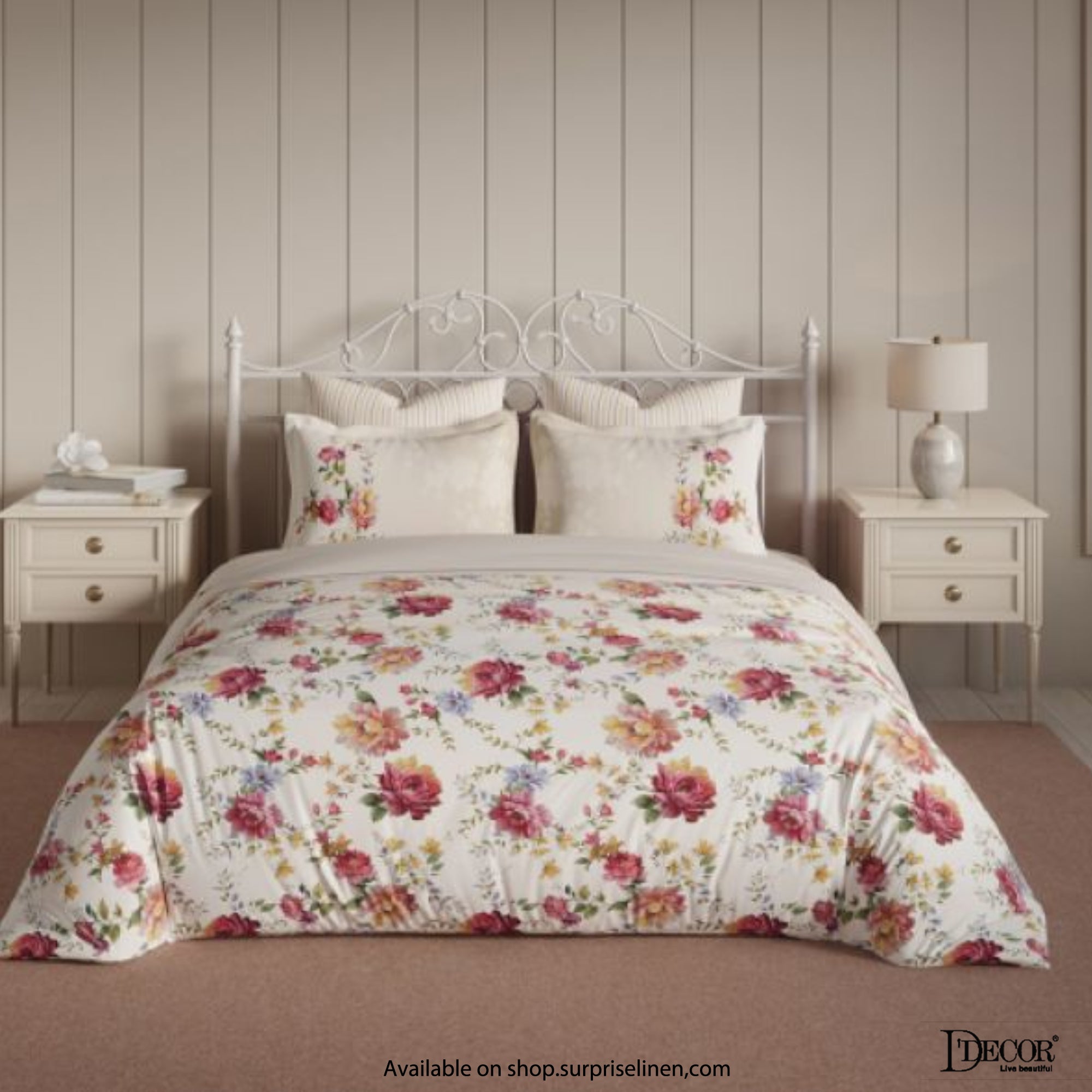 D'Decor- English Garden Collection 100% Cotton  Rosemary King Size Bed Sheet Set