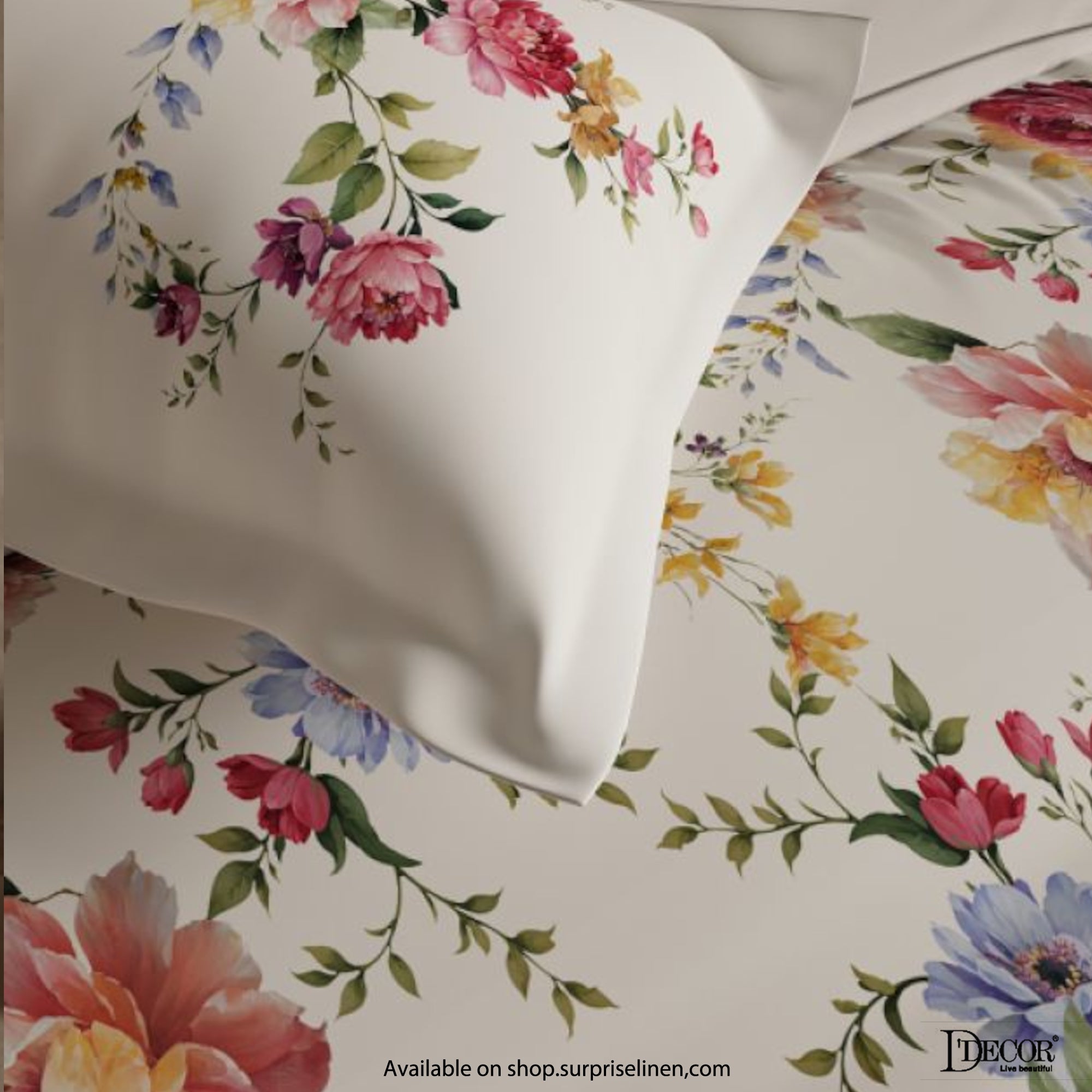 D'Decor- English Garden Collection 100% Cotton  Rosemary King Size Bed Sheet Set