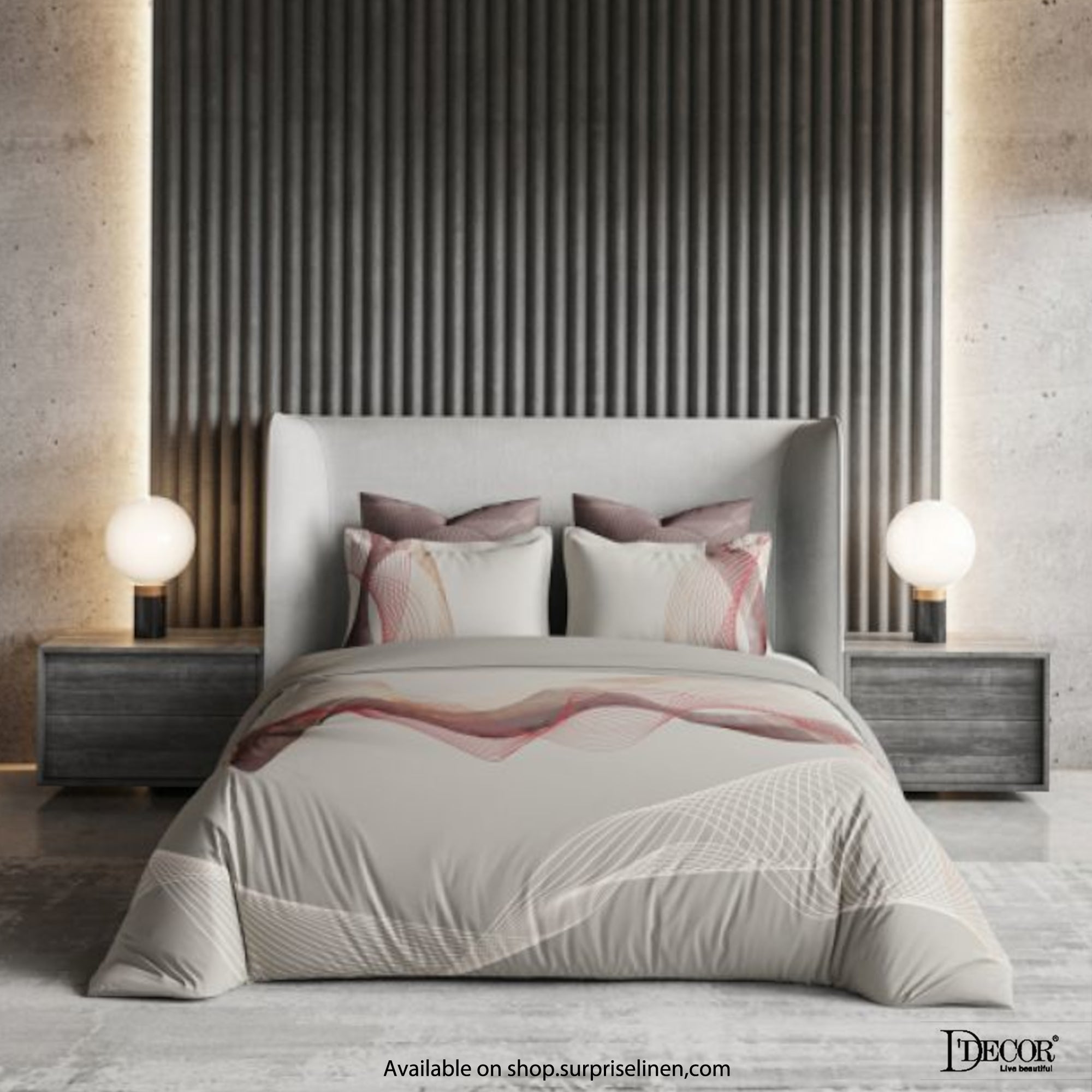 D'Decor- Premier Collection 100% Cotton Ripple Nexus King Size Bed Sheet Set