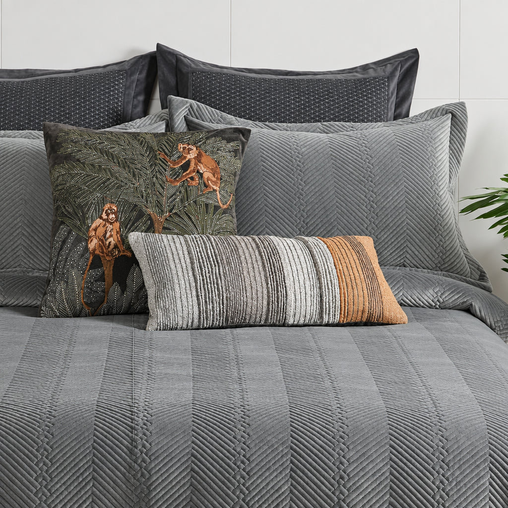 Anna Simona - Panera 7 Pcs Velvet Bed Cover Set (Grey)