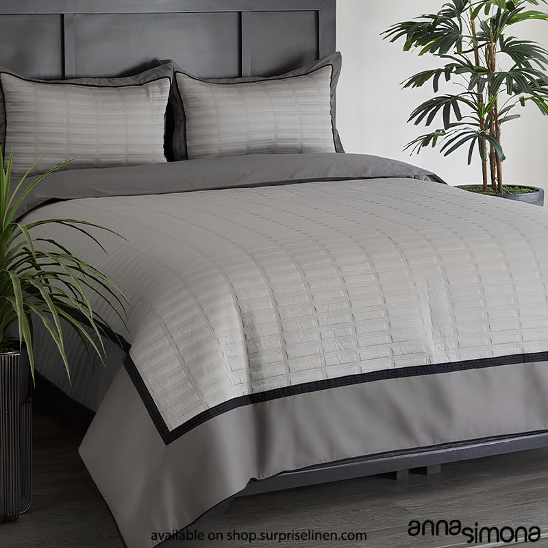 Anna Simona - Dallas 4 Pcs Fine Cotton Satin Duvet Ensemble (Charcoal)