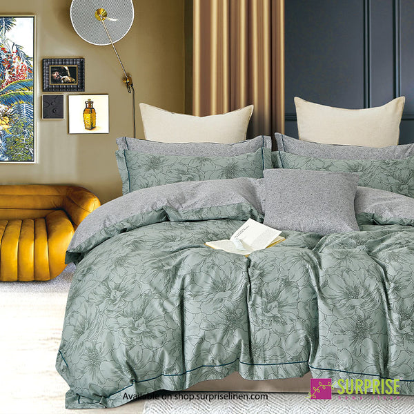 Luxury Essentials By Surprise Home - Decor Collection 400TC Organic Cotton 3 Pcs Super King Size Bedsheet (Sage Grey)