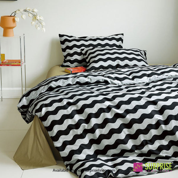 Luxury Edit by Surprise Home - Maison Collection 300TC Pure Cotton 3 Pcs Super King Size Bedsheet Set (Wave)