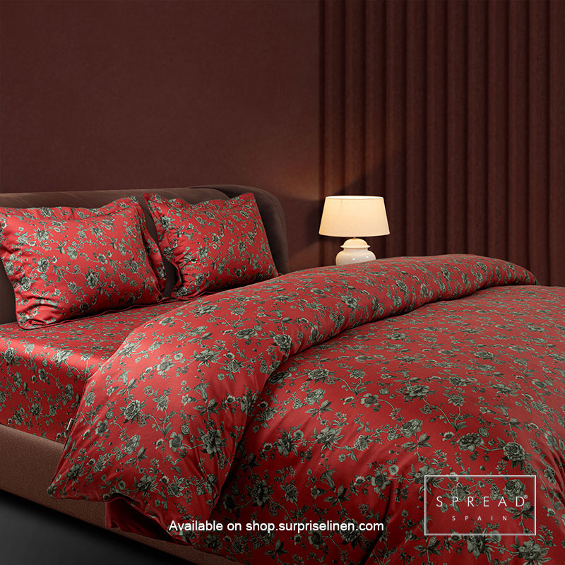 Spread Spain - Spring Summer Collection 500 Thread Count Cotton 3 Pcs Bedsheet Set (Red)