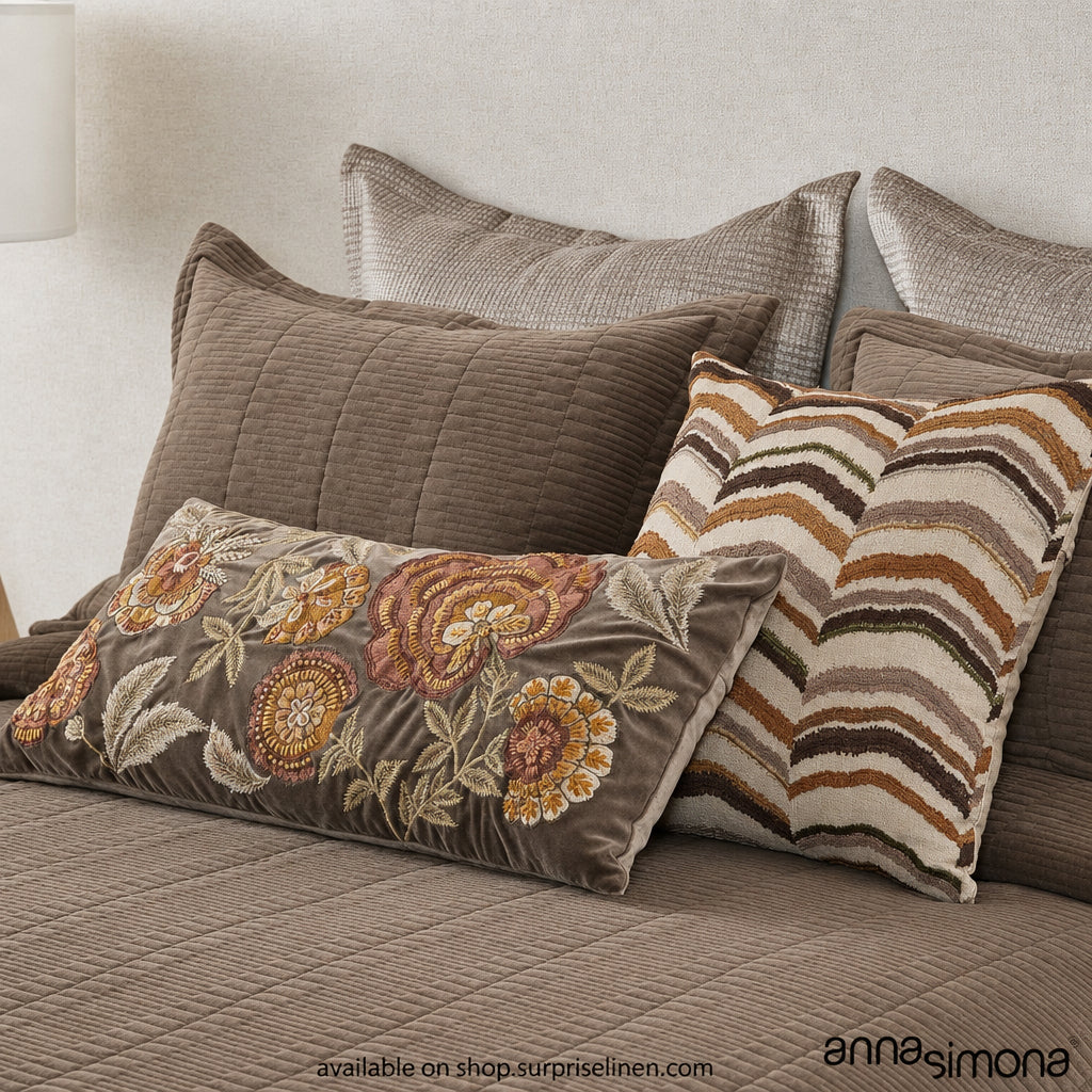 Anna Simona - Quebec 7 Pcs Velvet Bed Cover Set (Brown)