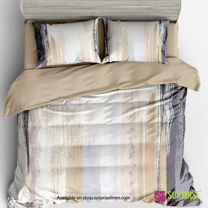 Surprise Home - Essenze Luxe Collection Pastel Mirage Digital 100% Cotton 3 Pcs Bedsheet Set (Aqua Pink)