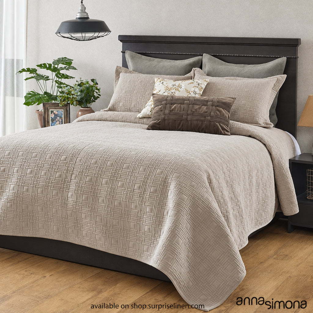 Anna Simona - Amala 7 Pcs Velvet Bed Cover Set (Beige)