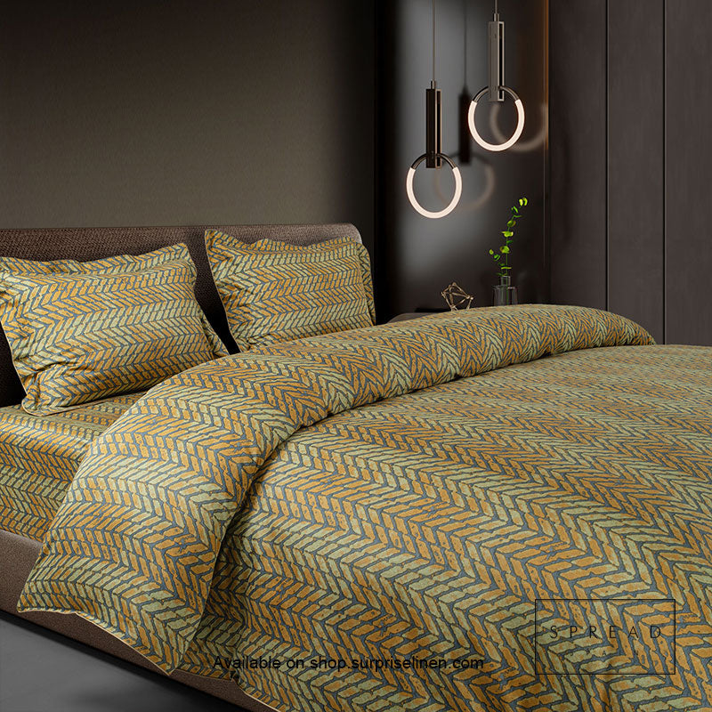 Spread Spain - Spring Summer Collection 500 TC Cotton 3 Pcs Bedsheet Set (Mustard Trails)