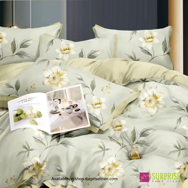 Surprise Home - Fresco Collection Sage Peony 100% Cotton 3 Pcs Bedsheet Set (Sage Green)