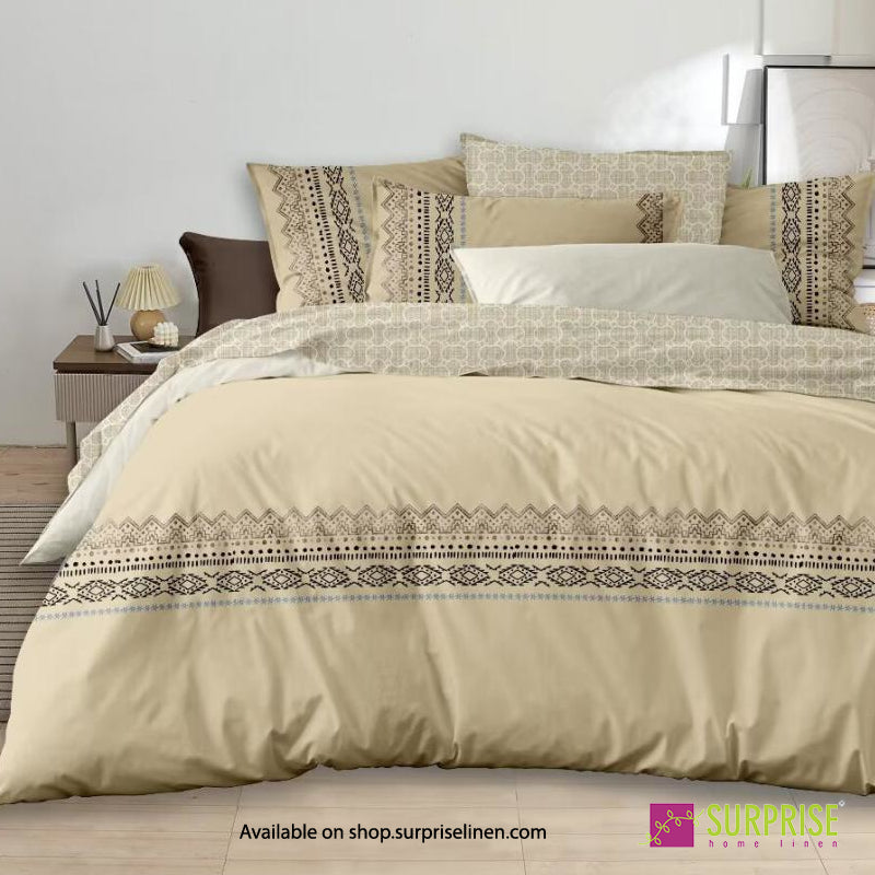 Surprise Home - Essenze Luxe Collection Dune Brush Digital 100% Cotton 3 Pcs Bedsheet Set (Cream Beige)