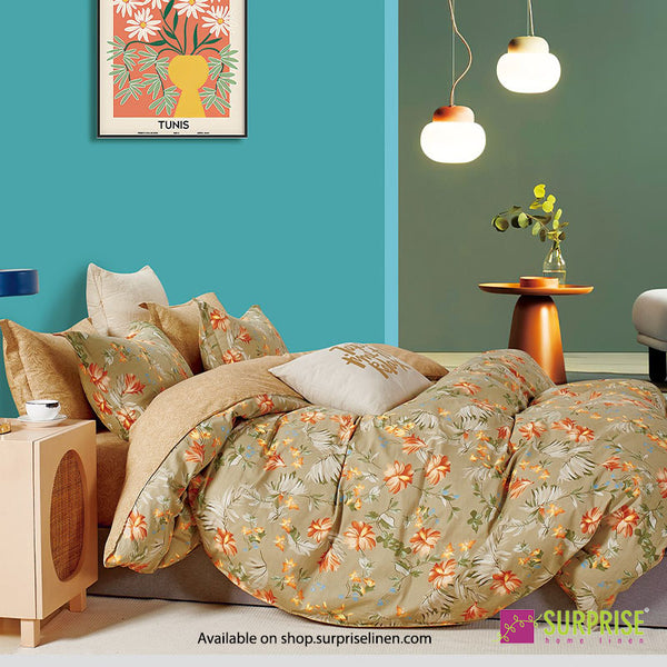 Gemine Collection by Surprise Home - Single Size 2 Pcs Bedsheet Set (Khaki)