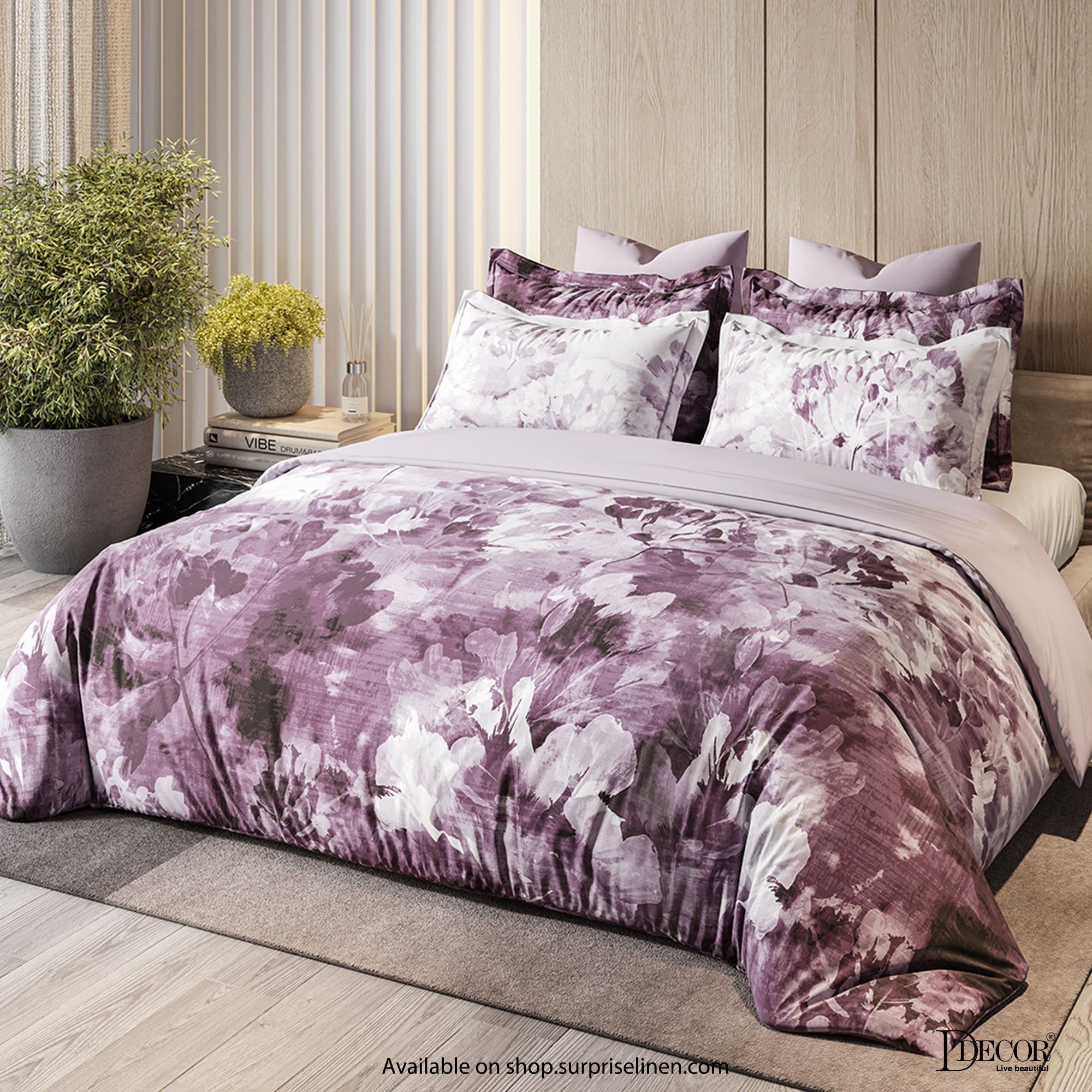 D'Decor - Platinum Collection 400 Thread Count Cotton 5 Pc Bed Sheet Set (Grapeade)