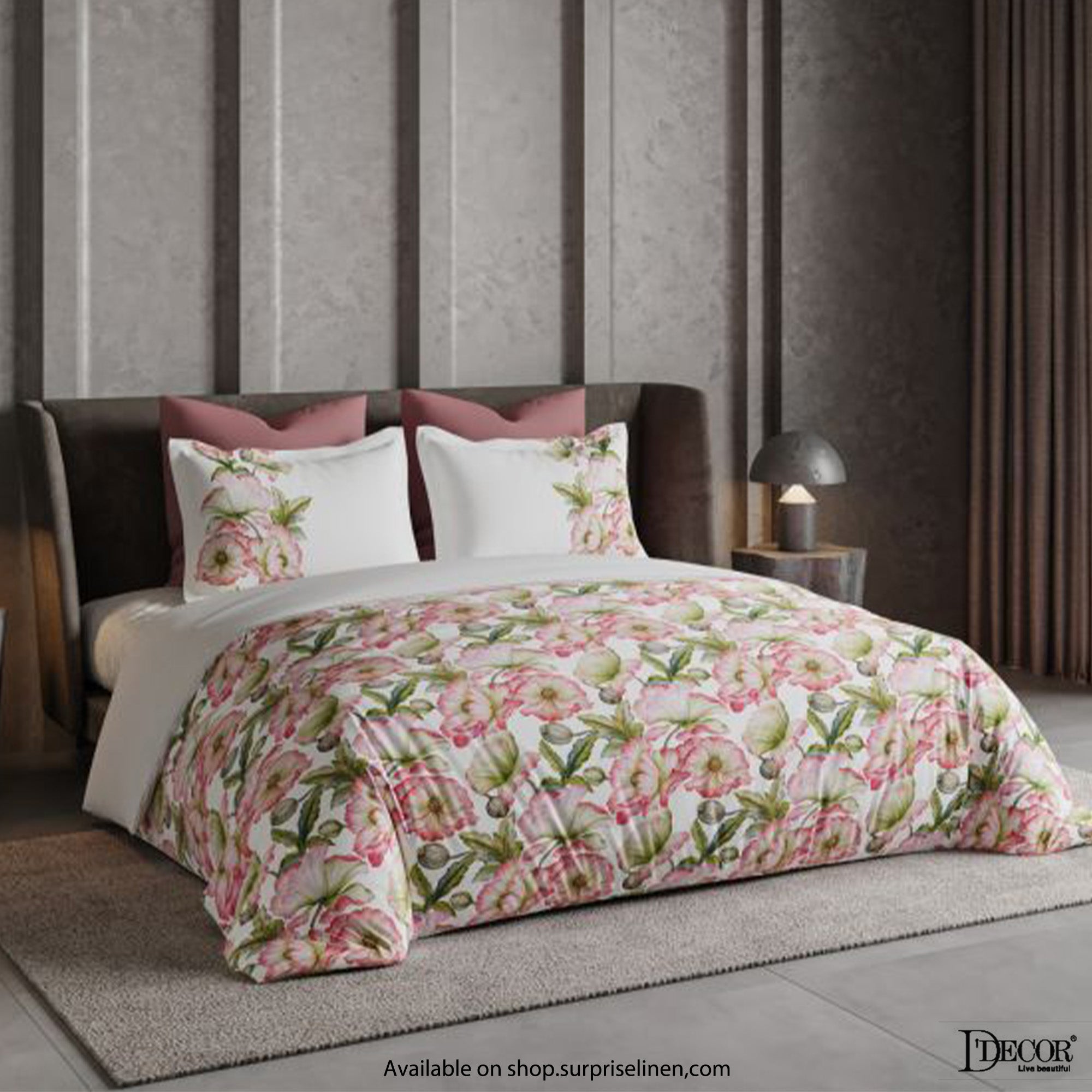 D'Decor - Radiance Collection 100% Cotton King Size Bedsheet Set (Pink & Green)