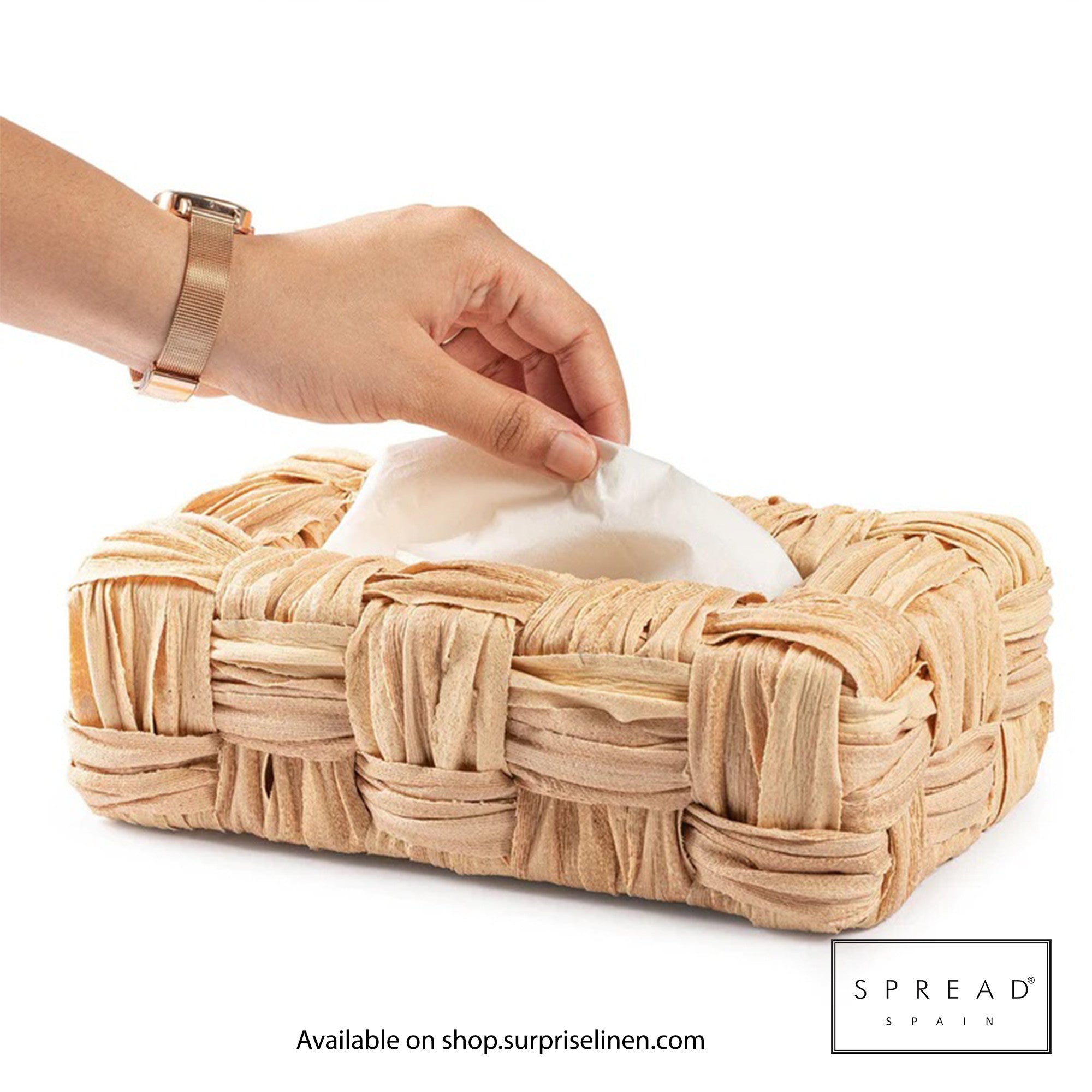 Spread Spain - Waterproof & Moisture Proof Synthetic Rattan Criss Cross Tissue Box (Brown)