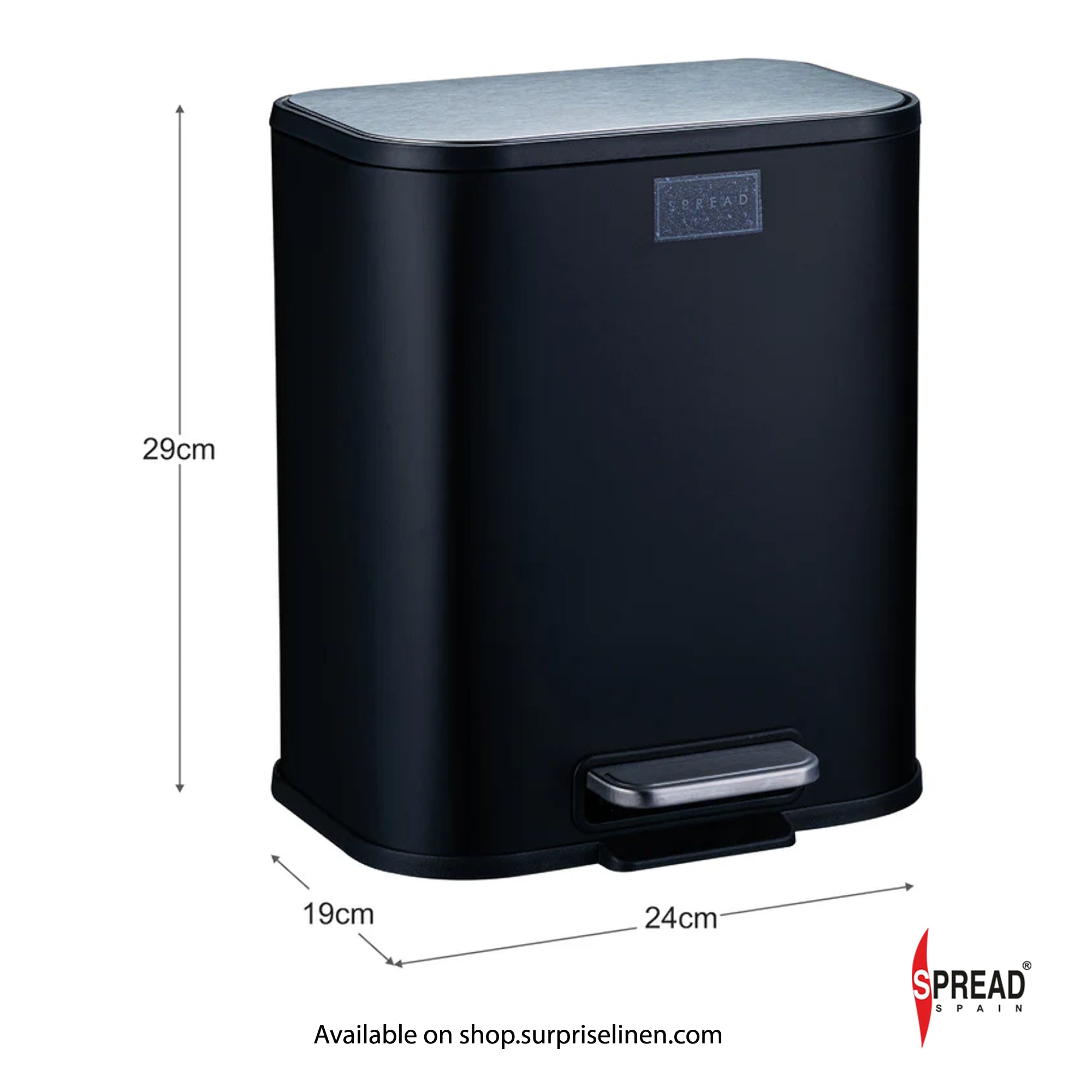 Spread Spain - Metallica Collection 5 Litre Soft Close Dustbin (Matte Black)
