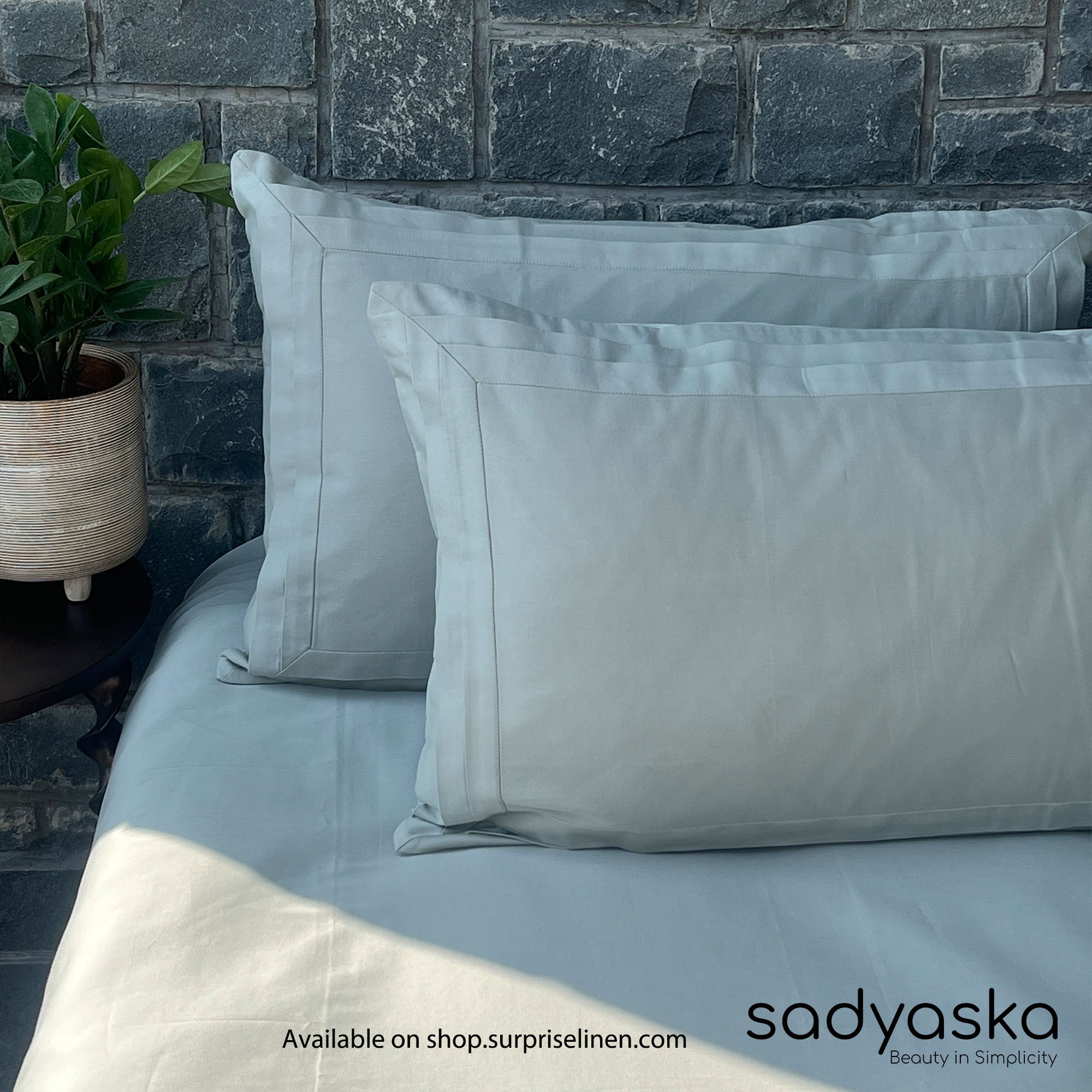 Sadyaska - Tri-Pleat Collection 300 TC Cotton Satin Bedsheet Set (Pearl Grey)