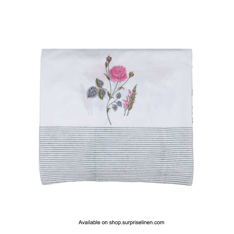 Surprise Home - Etonner Block Print Collection 300 TC Cotton Rose Garden Pink Bedsheet Set