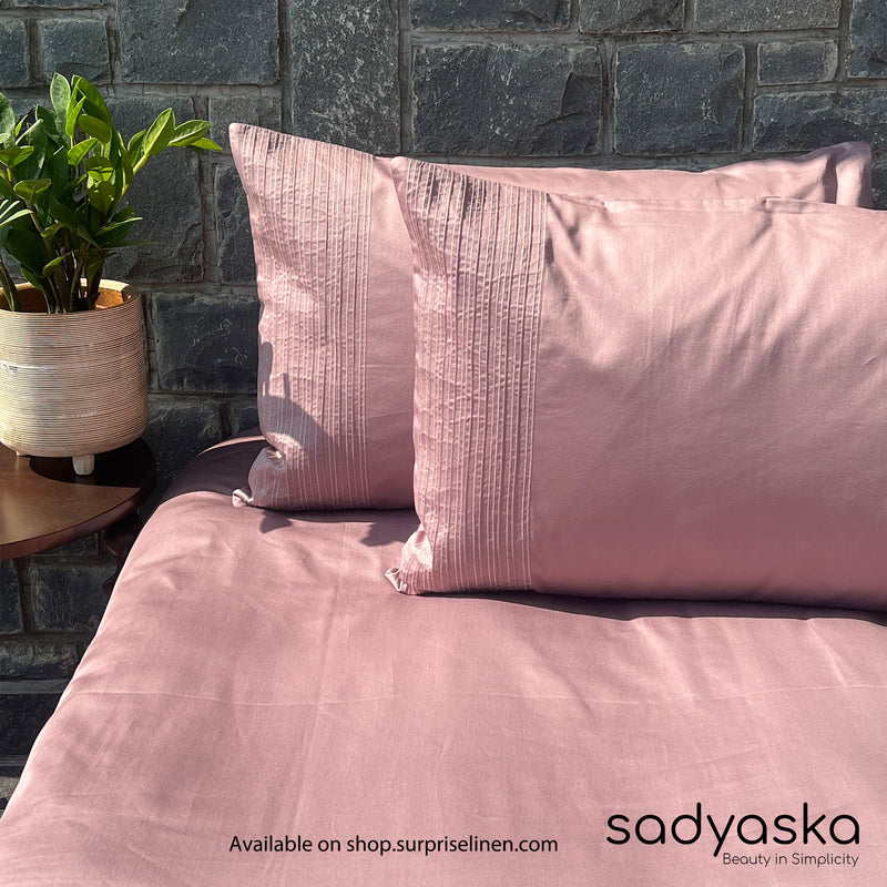 Sadyaska - Pinstripe Collection 300 TC Cotton Satin Bedsheet Set (Old Rose)