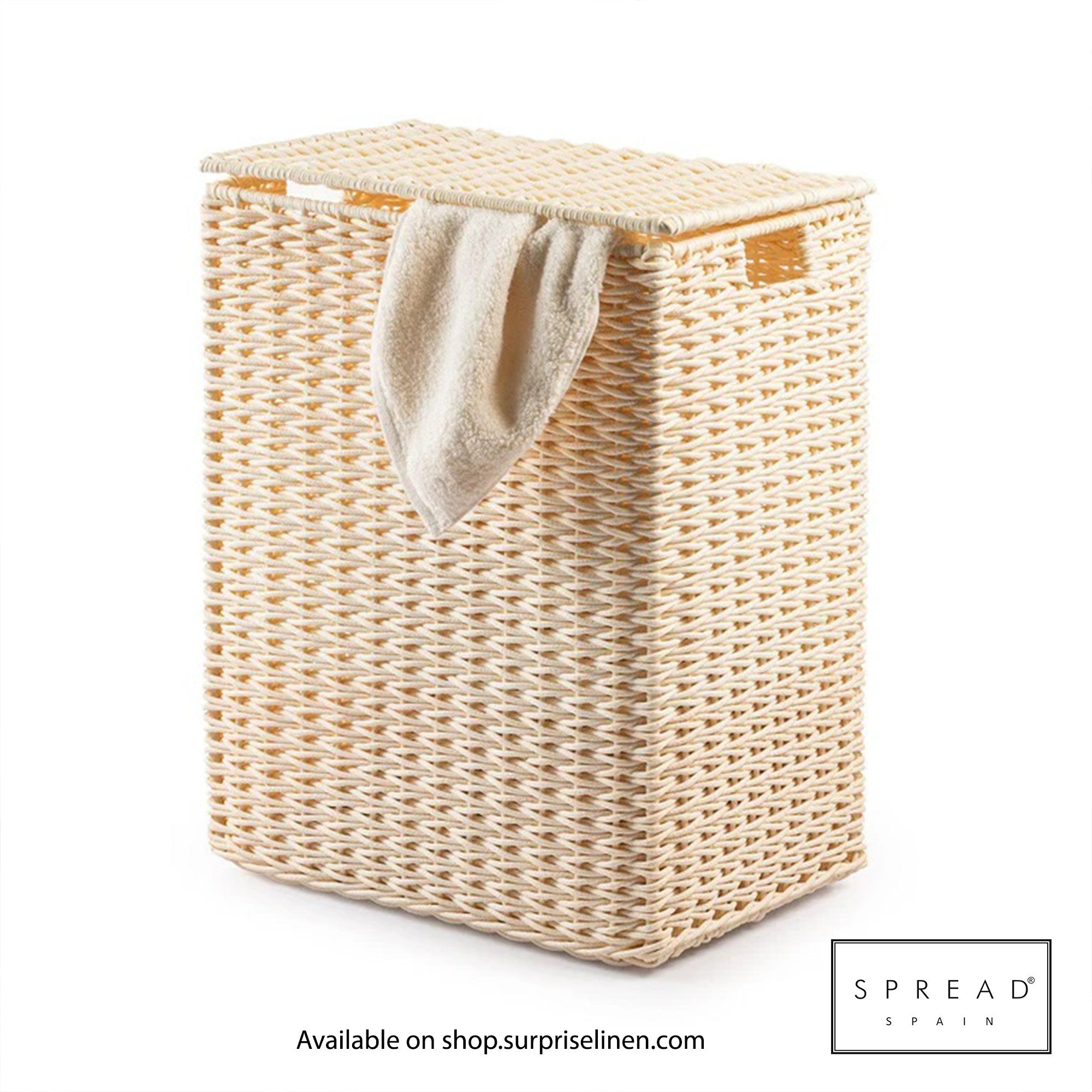 Spread Spain - Waterproof & Moisture Proof Synthetic Rattan Weaves Laundry Hamper (Off White)