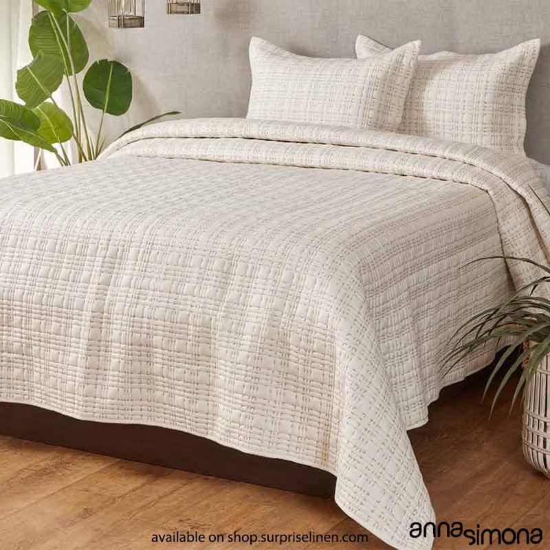 Anna Simona - Sera 3 Pcs Viscose Linen Bed Cover Set (Off White)