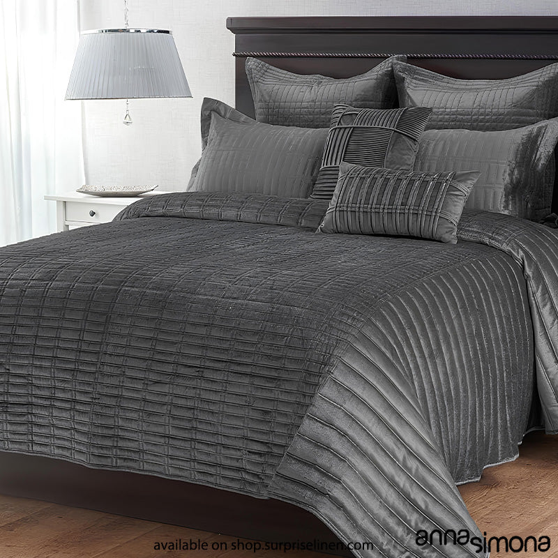 Anna Simona - Wasabi  7 Pcs Velvet Bedcover Set (Metallic Grey)