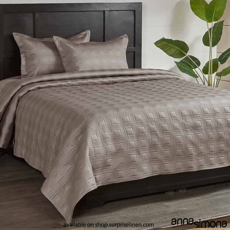 Anna Simona - Guild 3 Pcs 400 TC Fine  Cotton Satin Bed Cover Set (Sand)