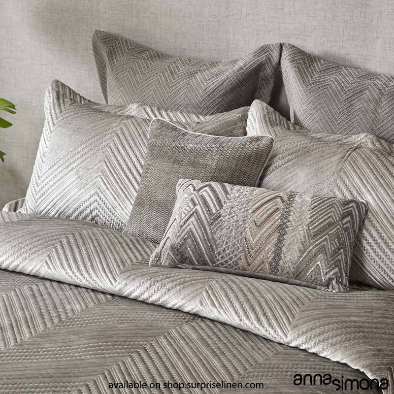 Anna Simona - Fable 7 Pcs Velvet Bed Cover Set (Grey)