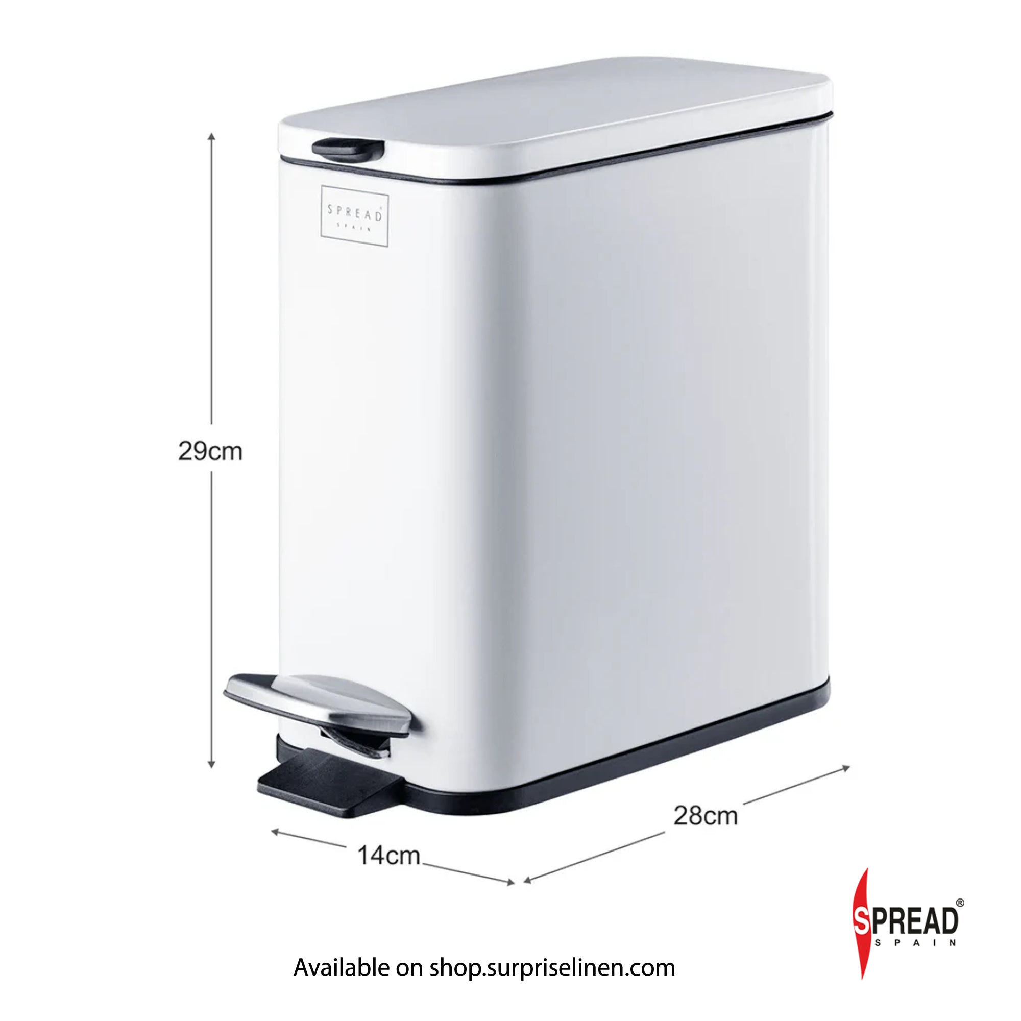 Spread Spain - Metallica Collection 5 Litre Soft Close Dustbin (White)