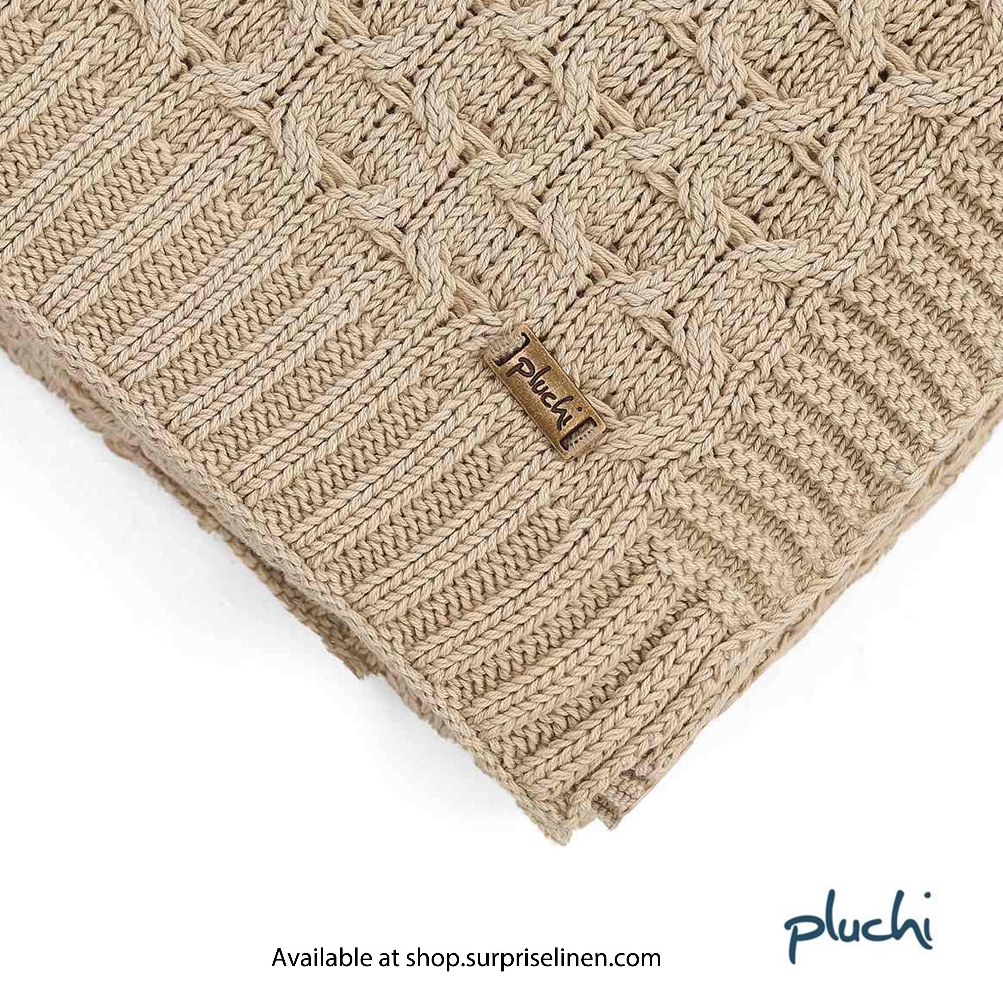 Pluchi - Kelly Knit Cotton Knitted All Season AC Throw Blanket (Stone)