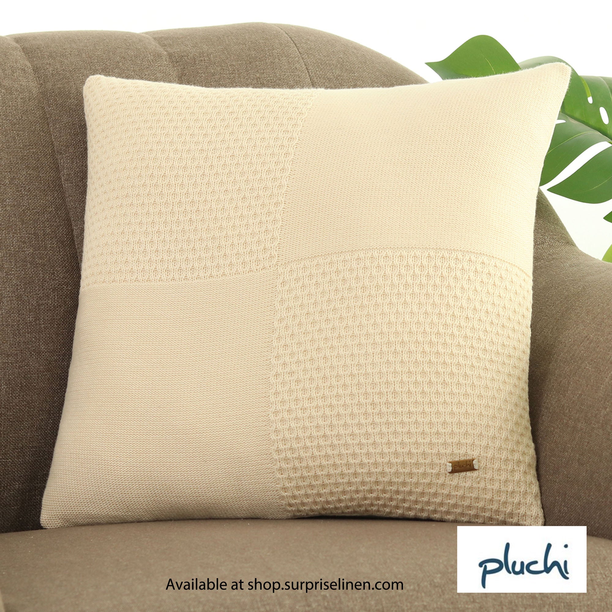 Pluchi - Kelly Fusion 100% Premium Cotton Cushion Cover (Natural)