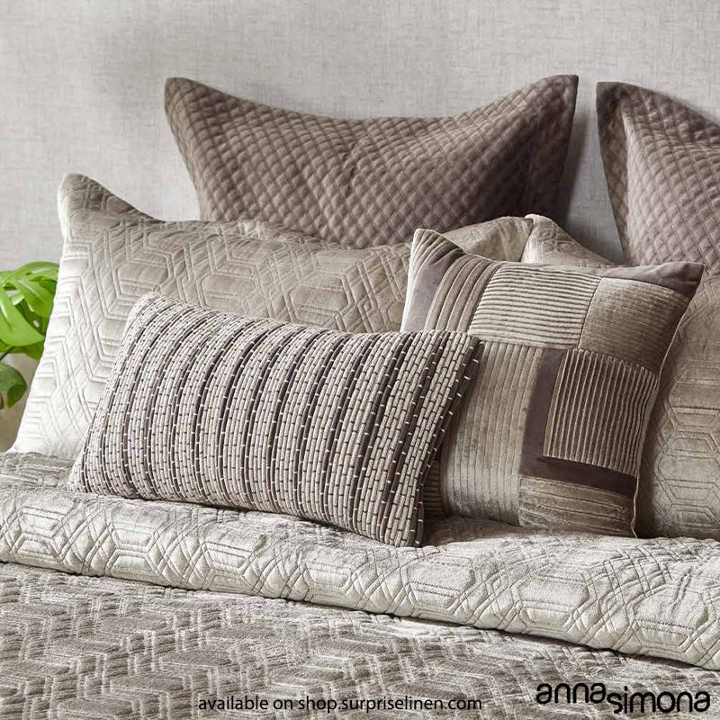 Anna Simona - Sapphire 7 Pcs Velvet Bed Cover Set (Gunmetal)