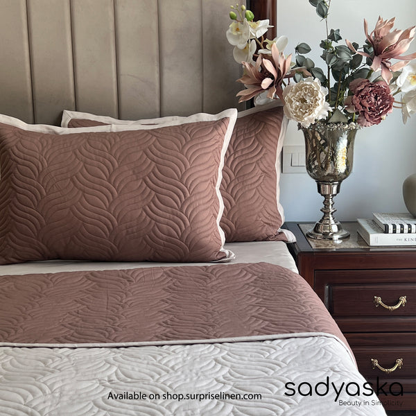 Sadyaska - Comber Brandy Rose Cotton Rich Reversible Bedspread Set (Beige)