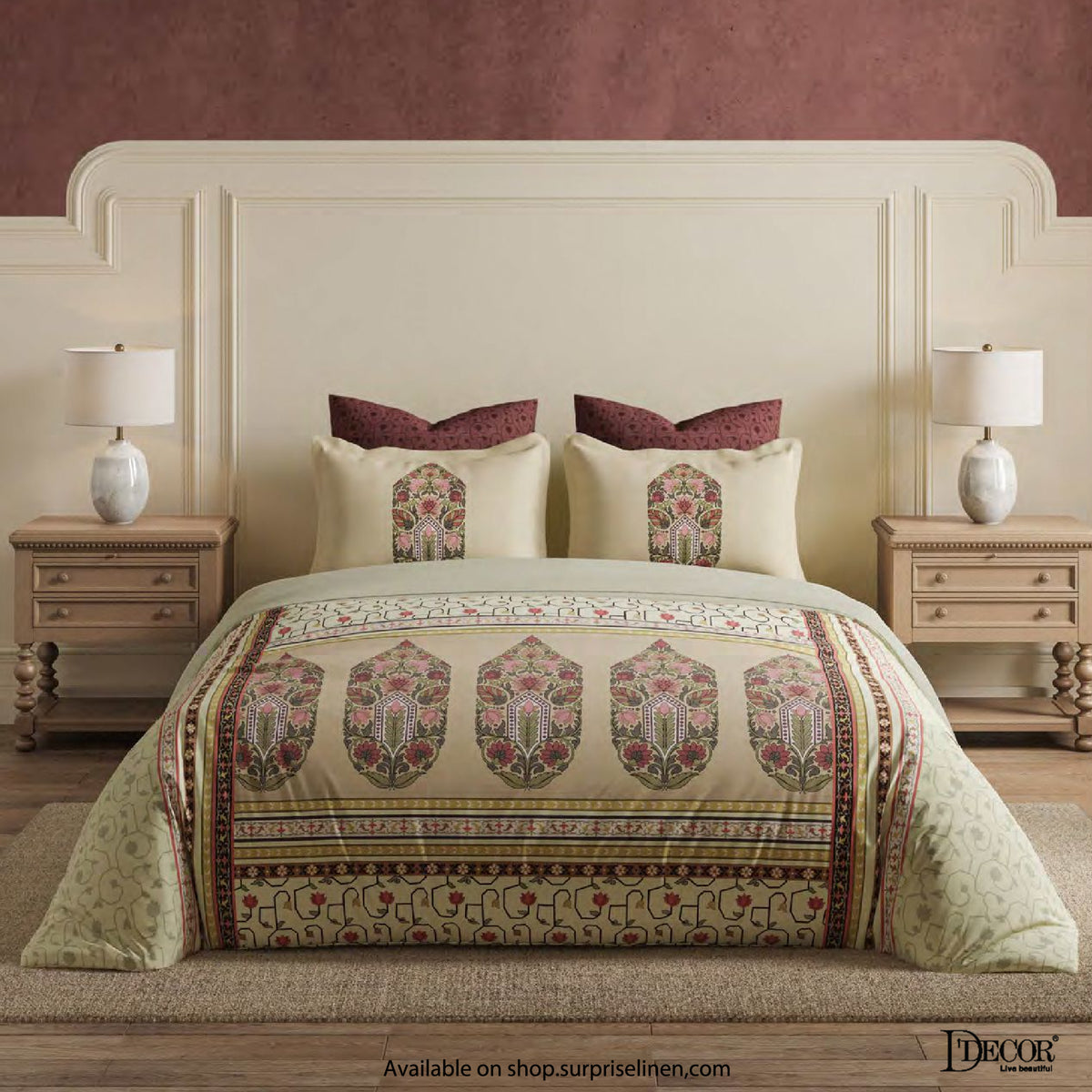 D'Decor - Jamdani Collection Shahbutta Super King Size Bedsheet Set (Withered Rose)