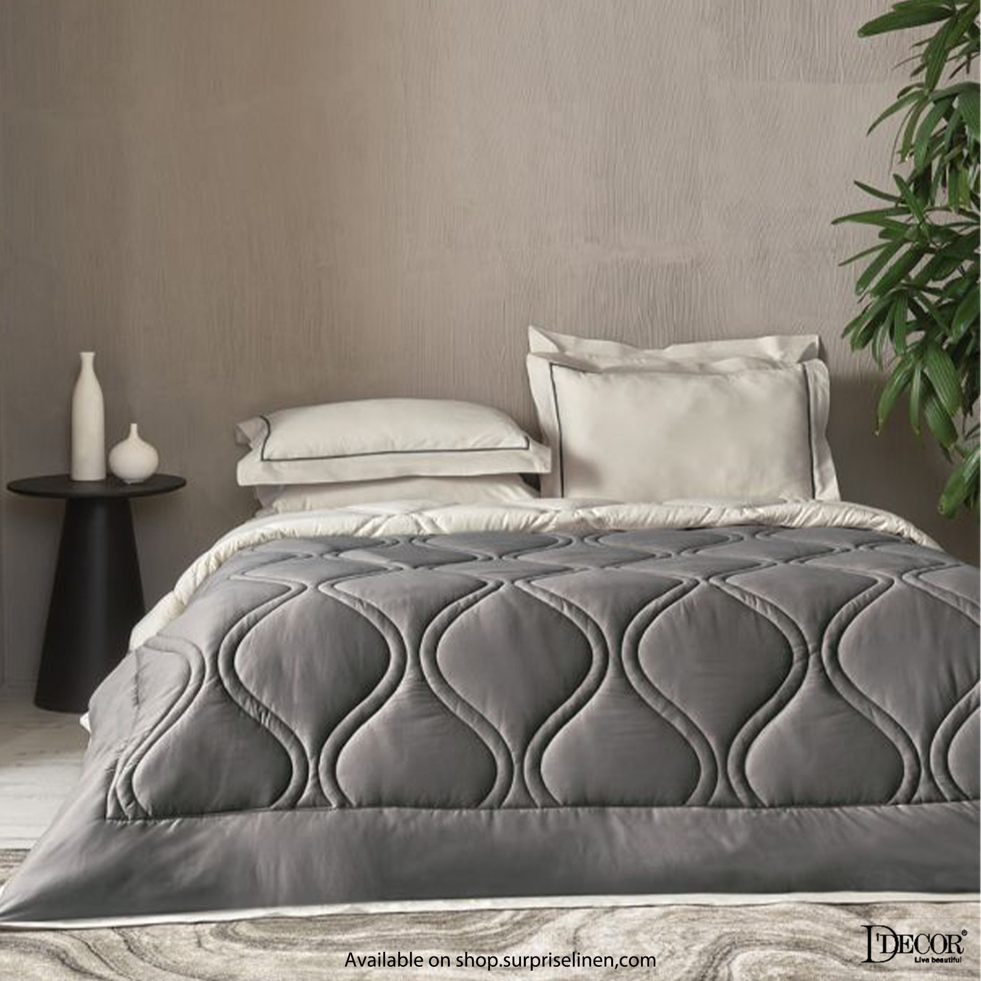 D'Decor - Snuggle Collection 100% Cotton 4 Pc Bed in a Bag Set (Ash Grey)