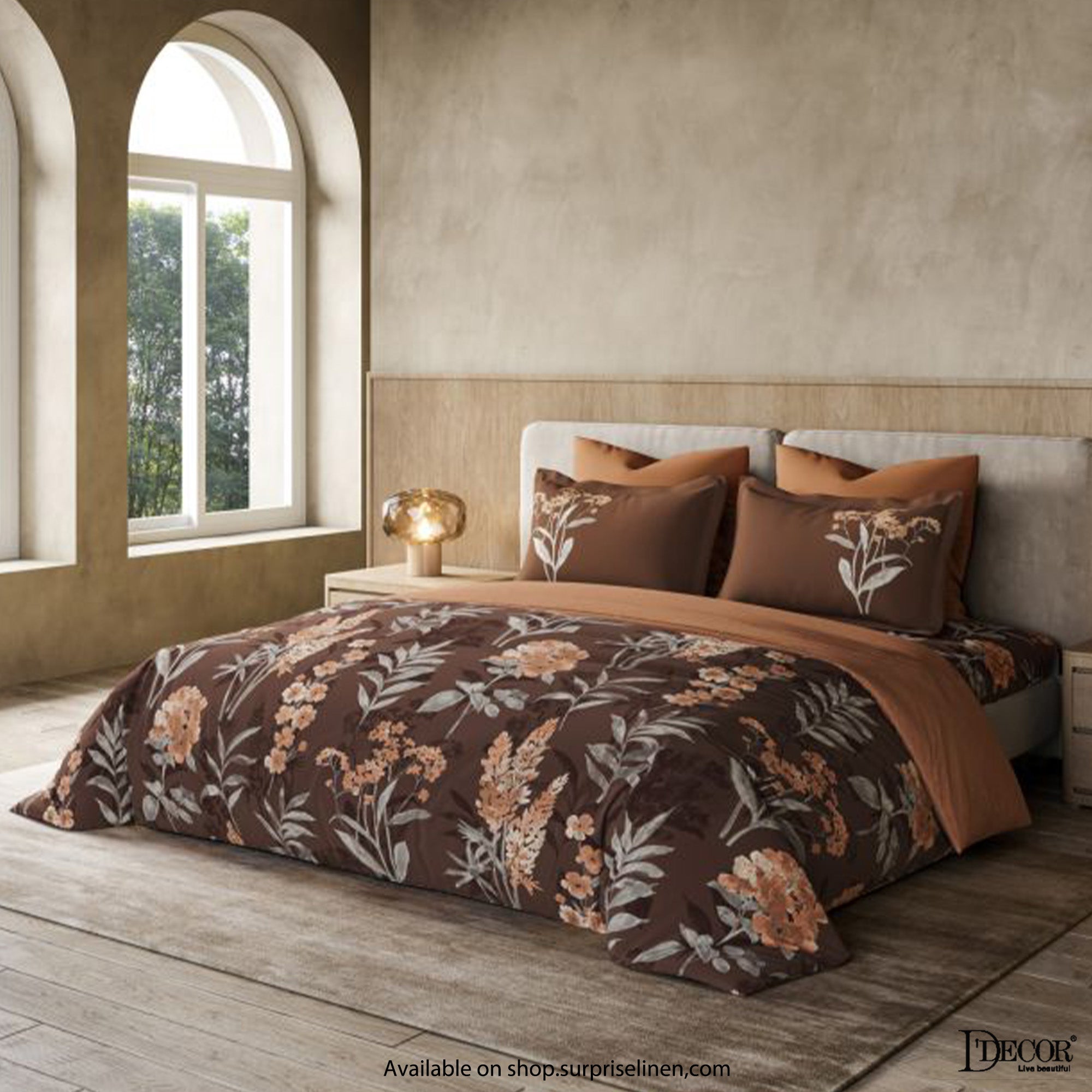 D'Decor - Primary Collection 100% Cotton Queen Size 3 Pcs Bedsheet Set (Brown)