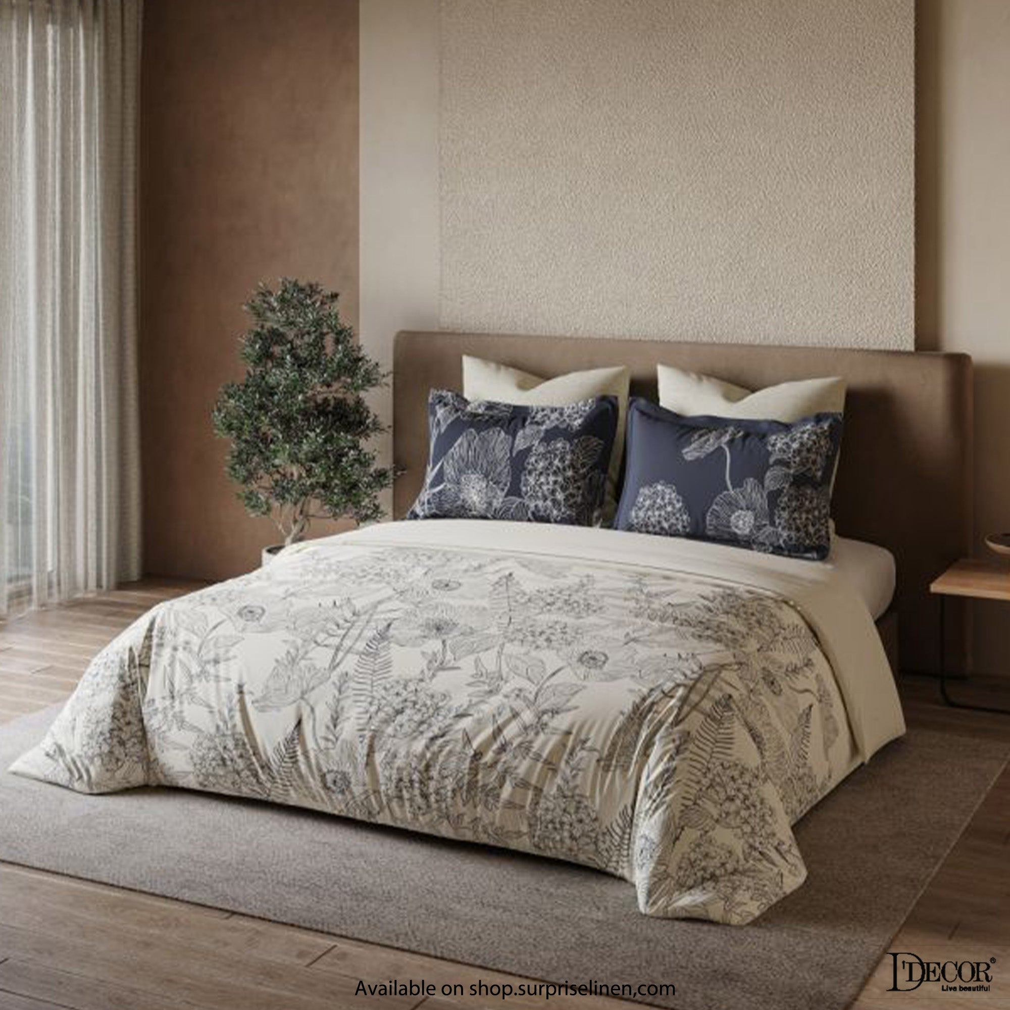 D'Decor - The Orion Collection 100 % Cotton 5 Pcs Bedsheet Set (Light Beige)