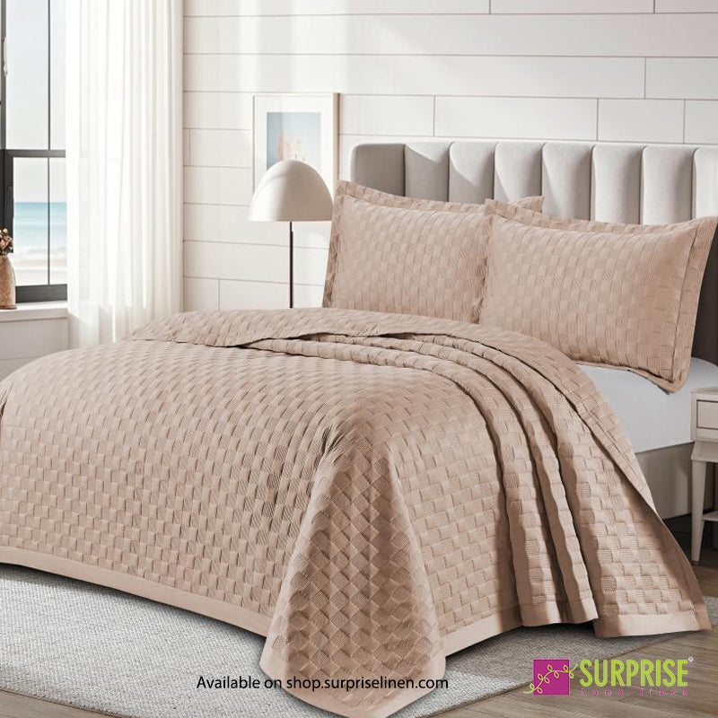 Surprise Home - Lustrino Champagne Basketweave Modal Bedspread