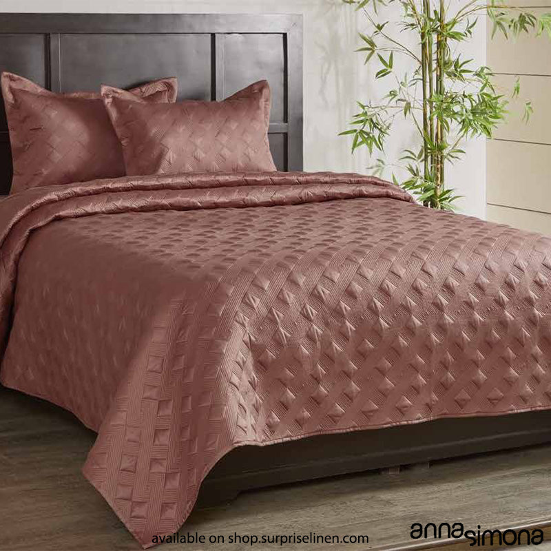 Anna Simona - Earl 3 Pcs 400 TC Fine Cotton Satin Bed Cover Set (Terracota)