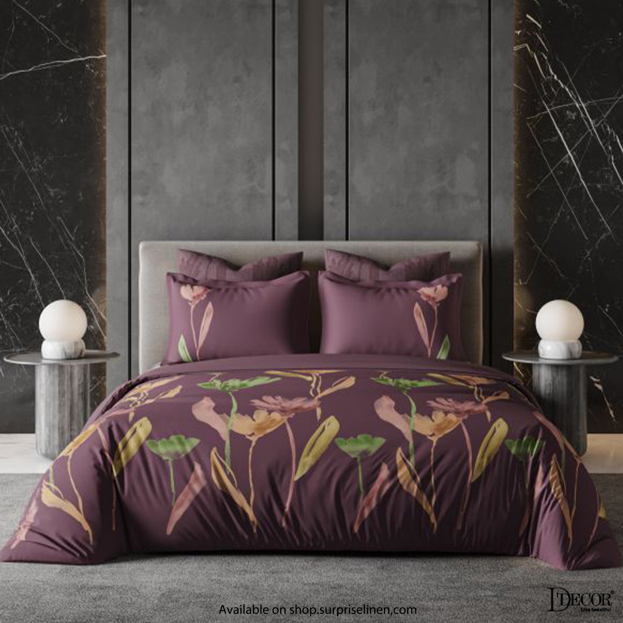 D'Decor - Premier Collection 300 Thread Count Cotton 5 Pc Bed Sheet Set (Purple)