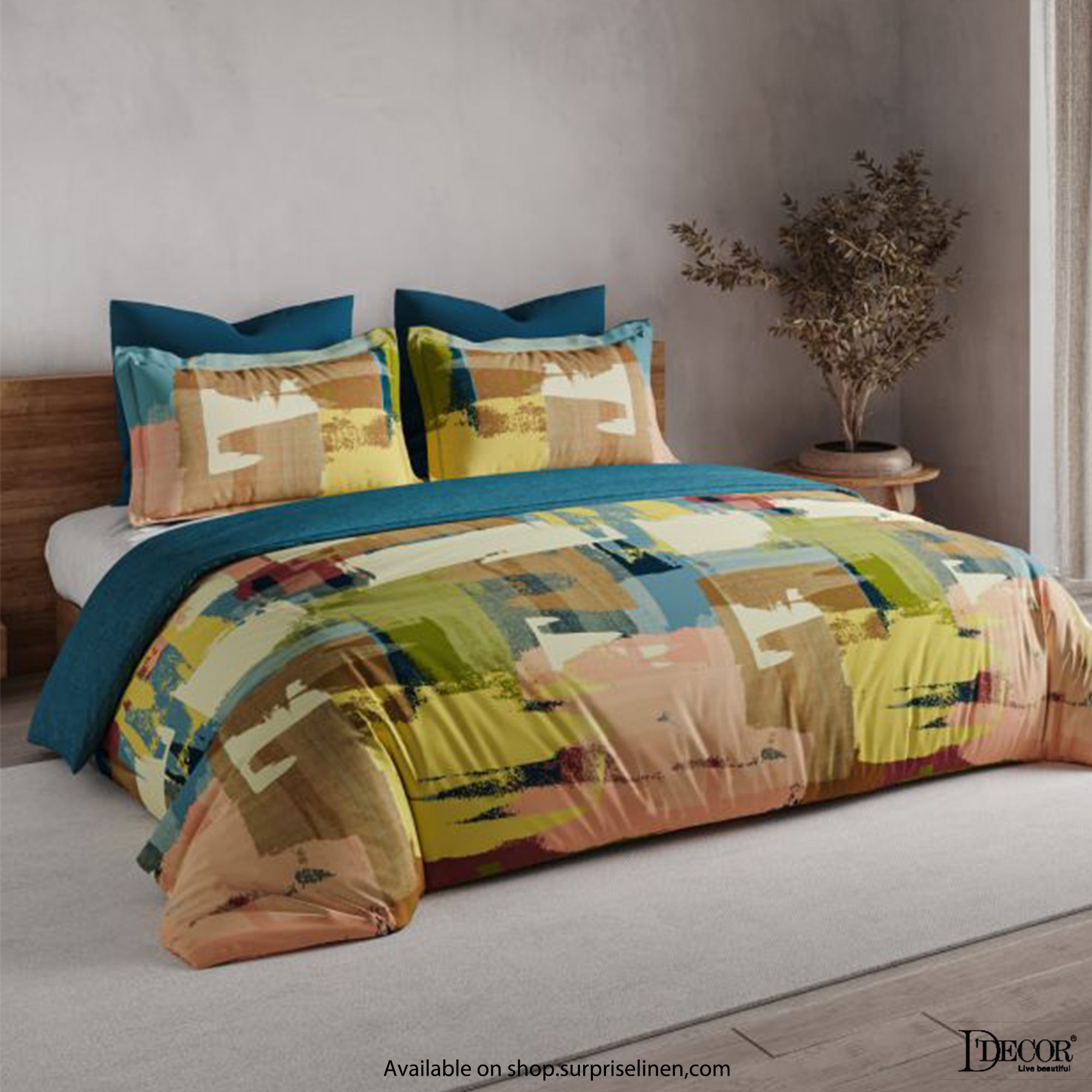 D'Decor - Maxima Collection 100% Cotton King Size 3 Pcs Bedsheet Set (Bisque)