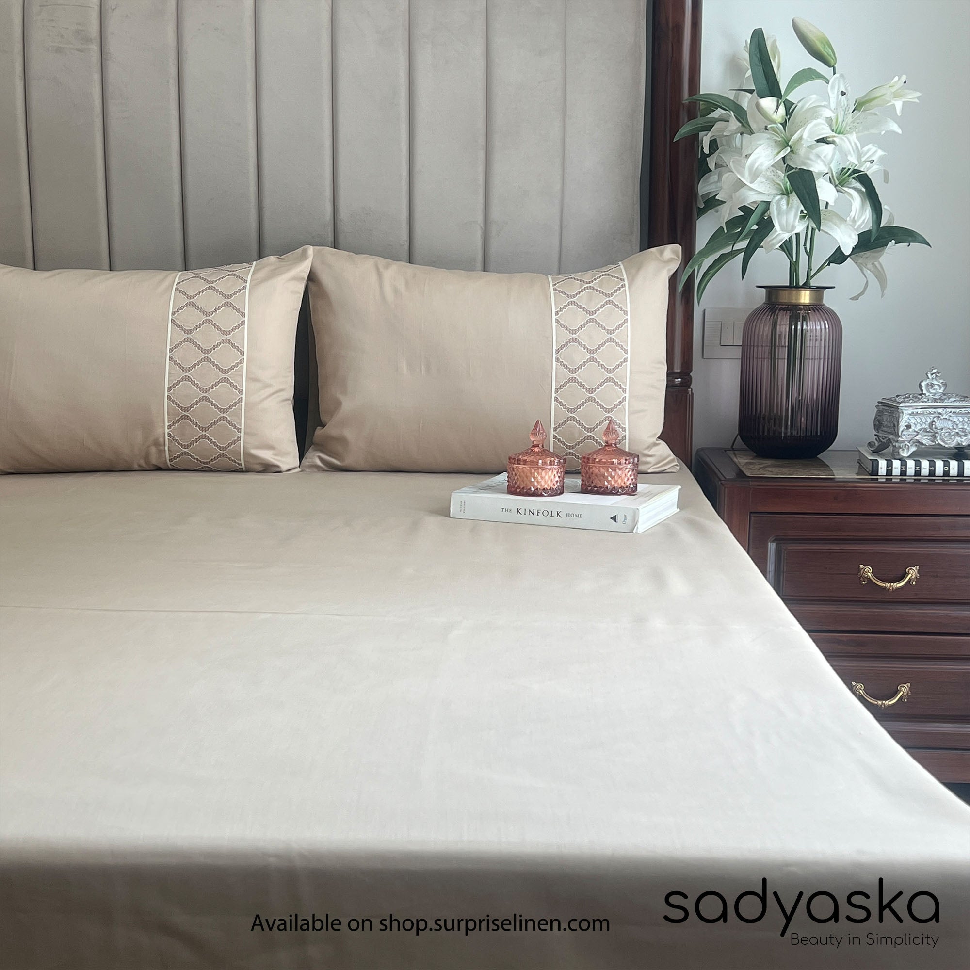 Sadyaska - Maroc Collection Cotton Rich 3 Pcs Bedsheet Set (Sand)