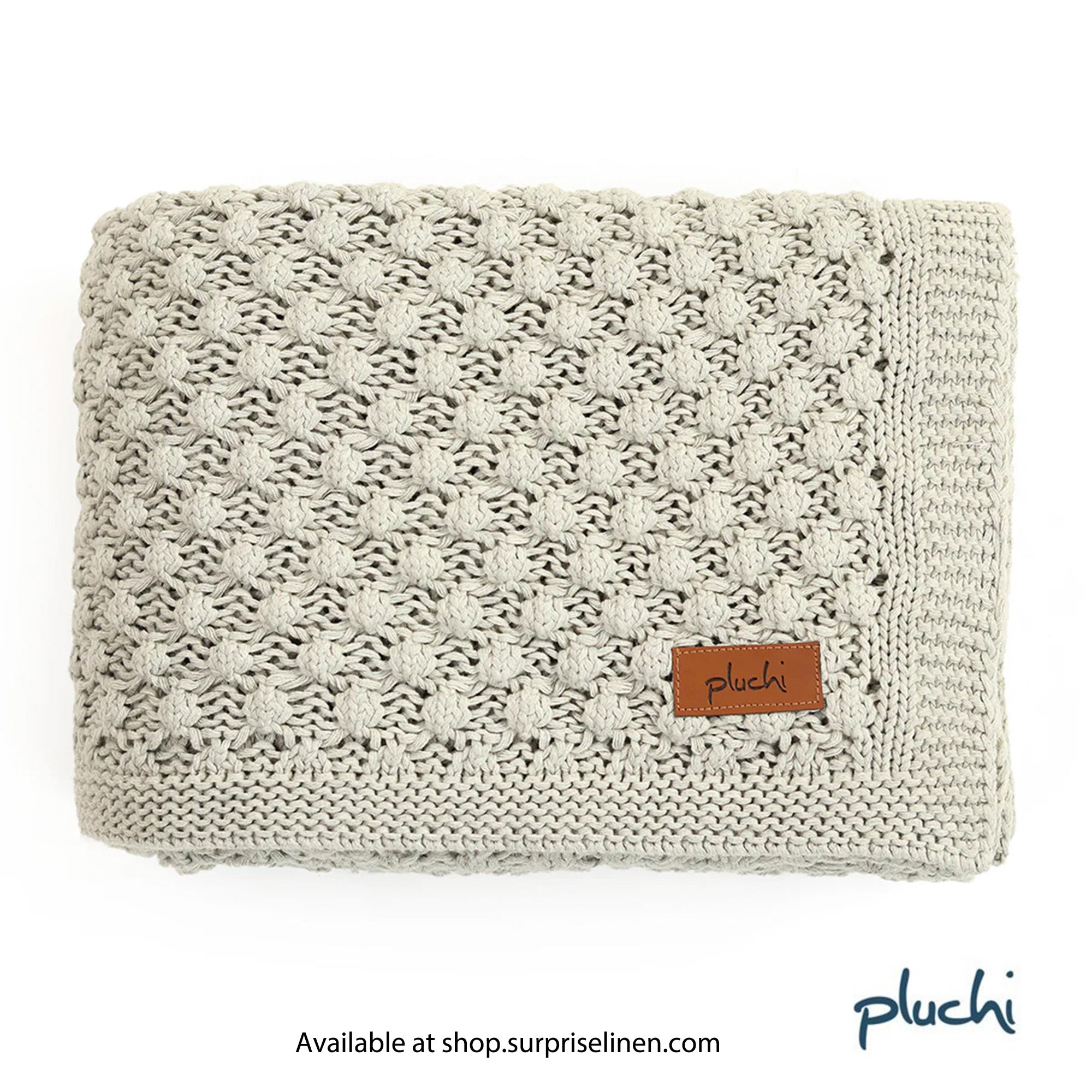 Pluchi - Popcorn Knit Cotton Knitted Throw /Blanket For Round The Year Use (Vanilla Grey)